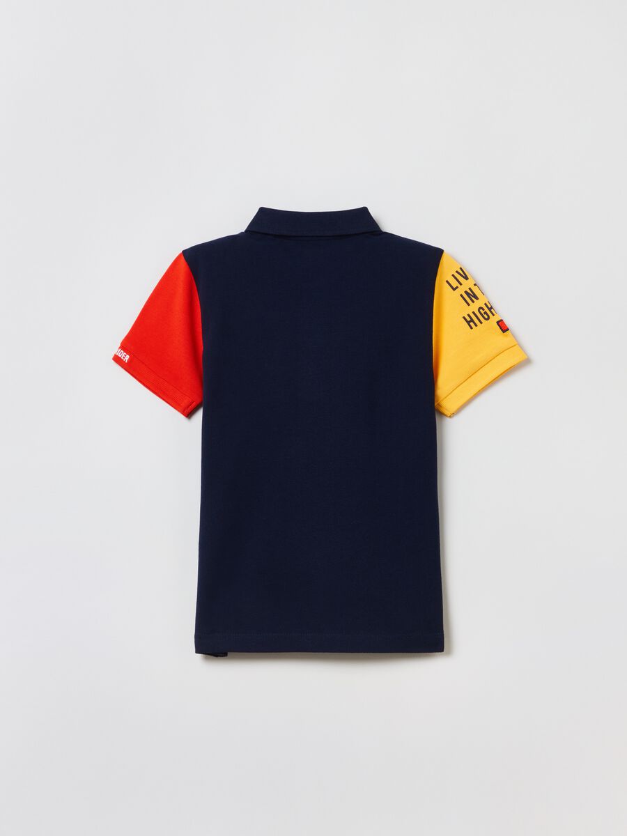 Piquet polo shirt with lettering print_1