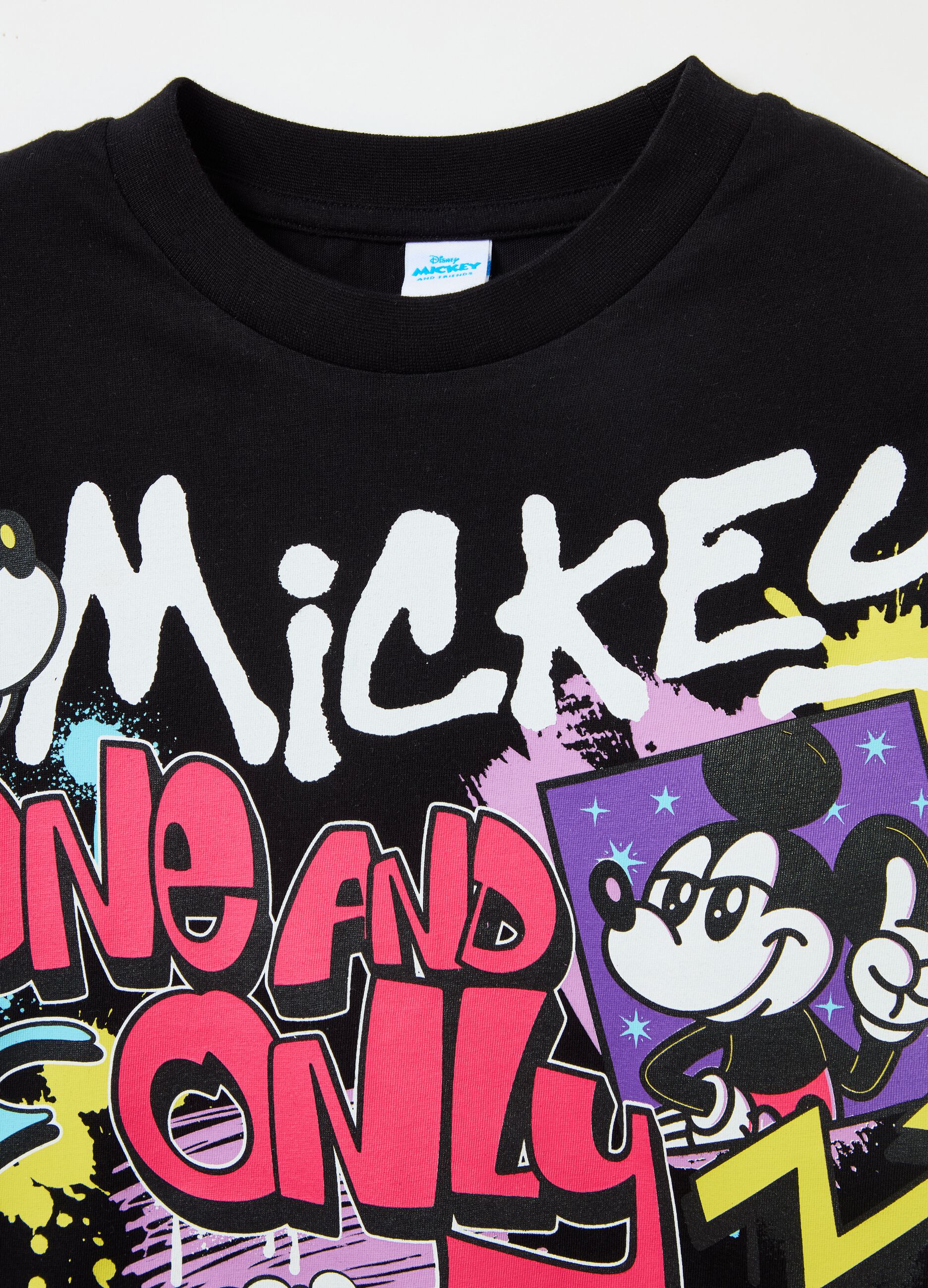 Cotton T-shirt with Mickey Mouse print