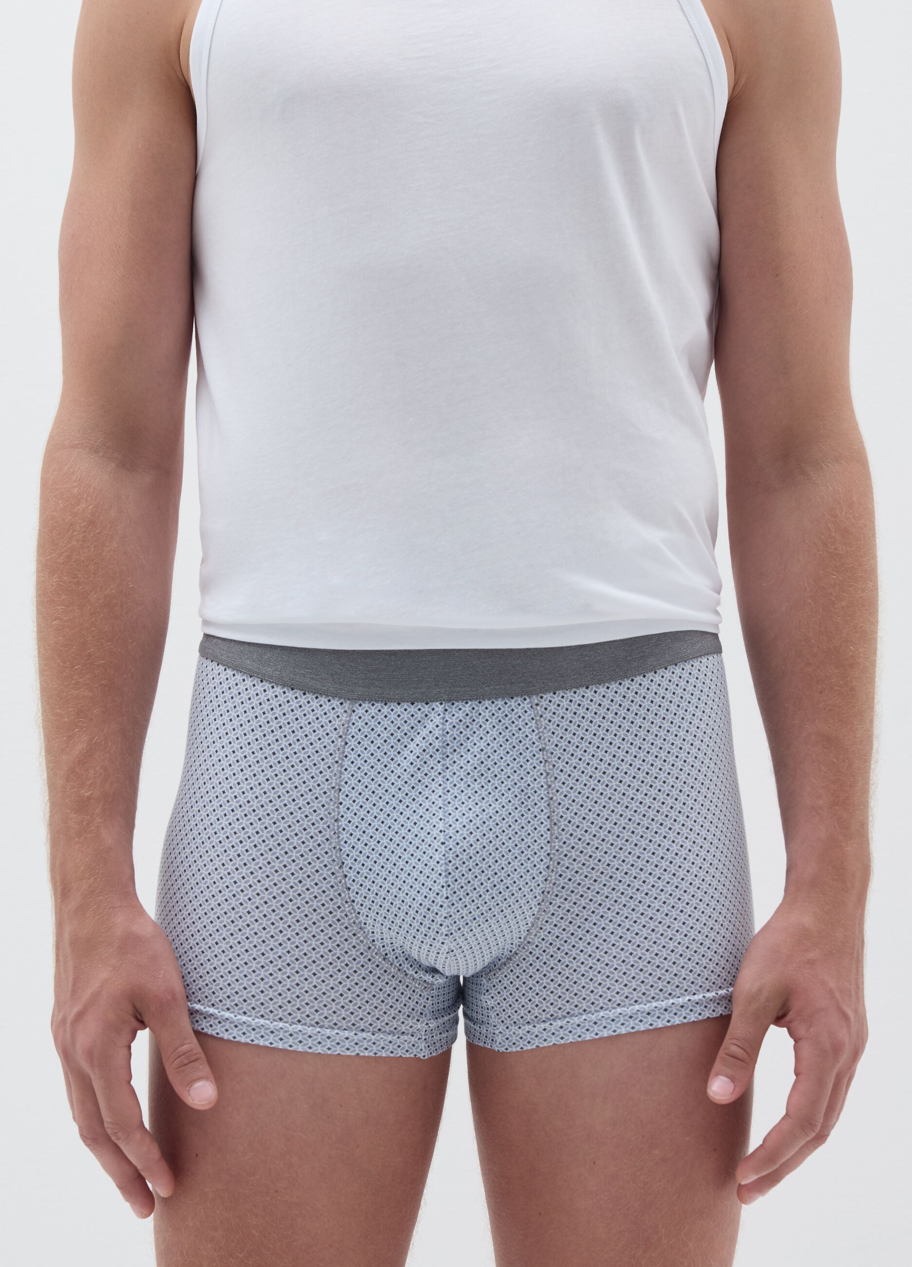 Three-pack boxer shorts with pattern in stretch organic cotton