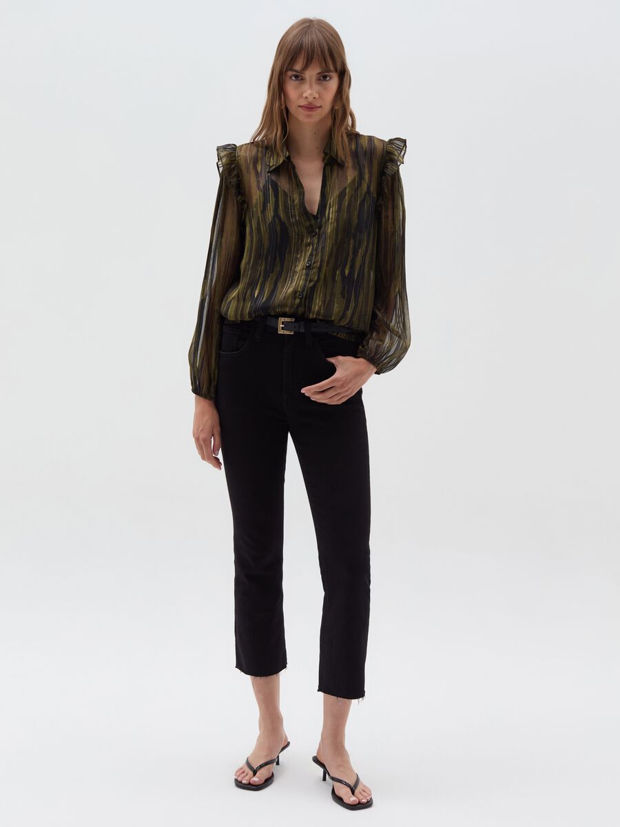 Semi-sheer camouflage blouse with lurex_0