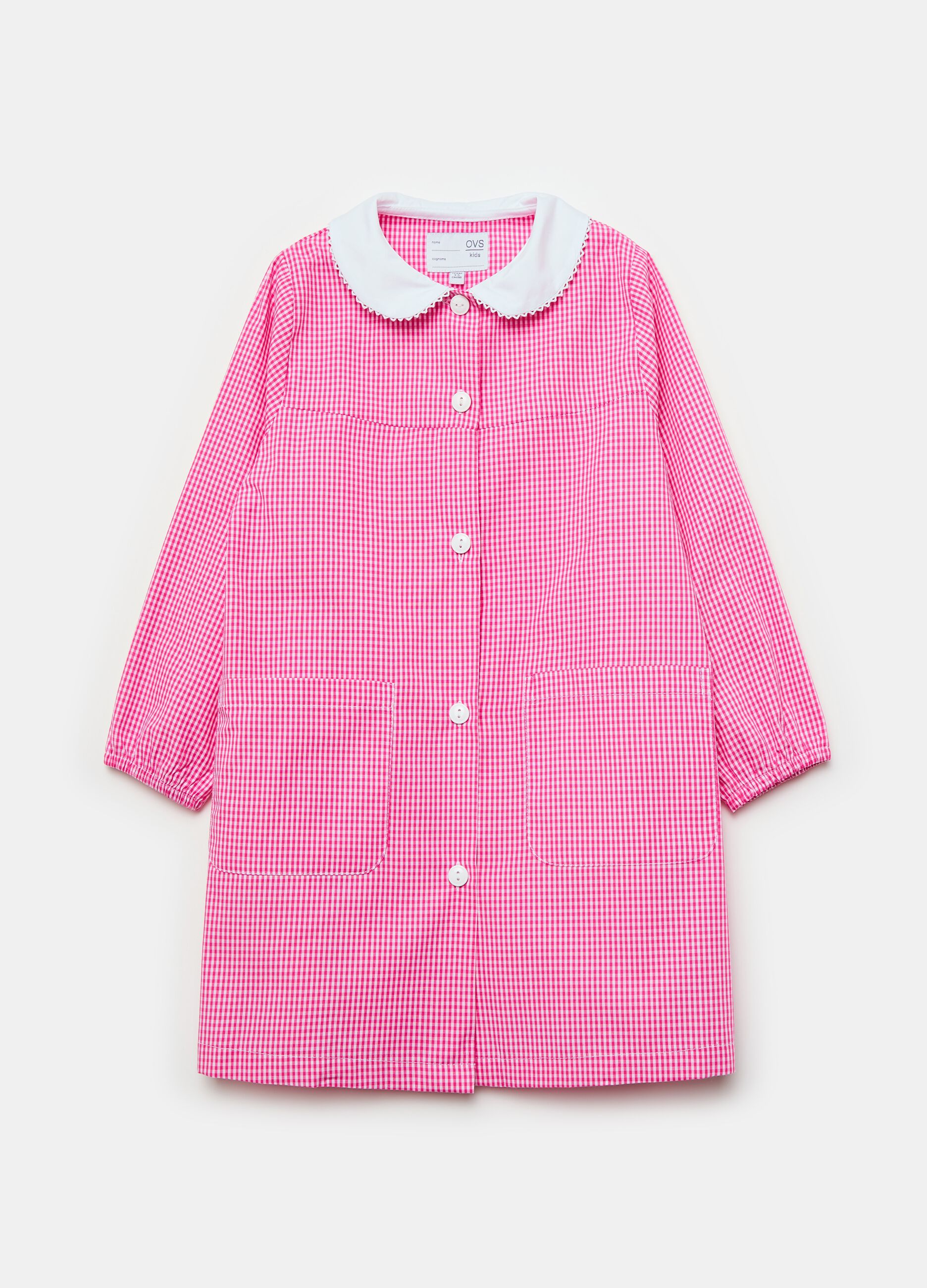 Two-pack gingham school smocks with buttons