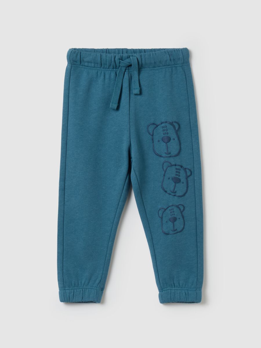 Joggers with drawstring and bear print_0