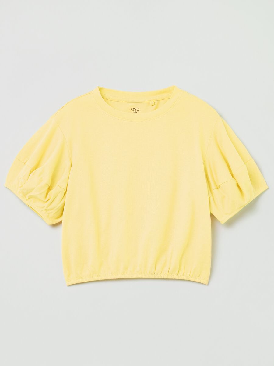 Cotton T-shirt with puff sleeves_0