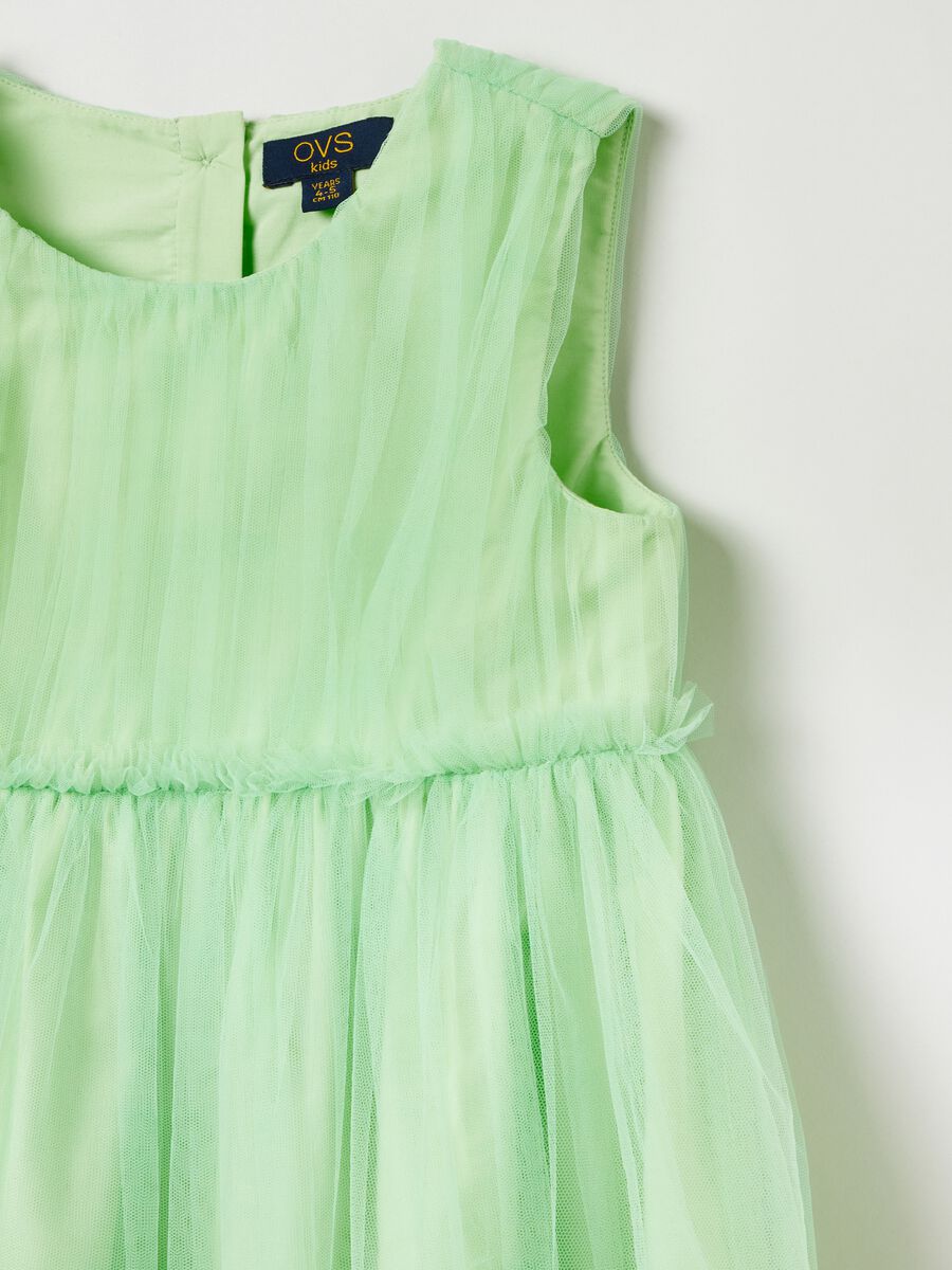 Sleeveless tulle dress with flounce_2