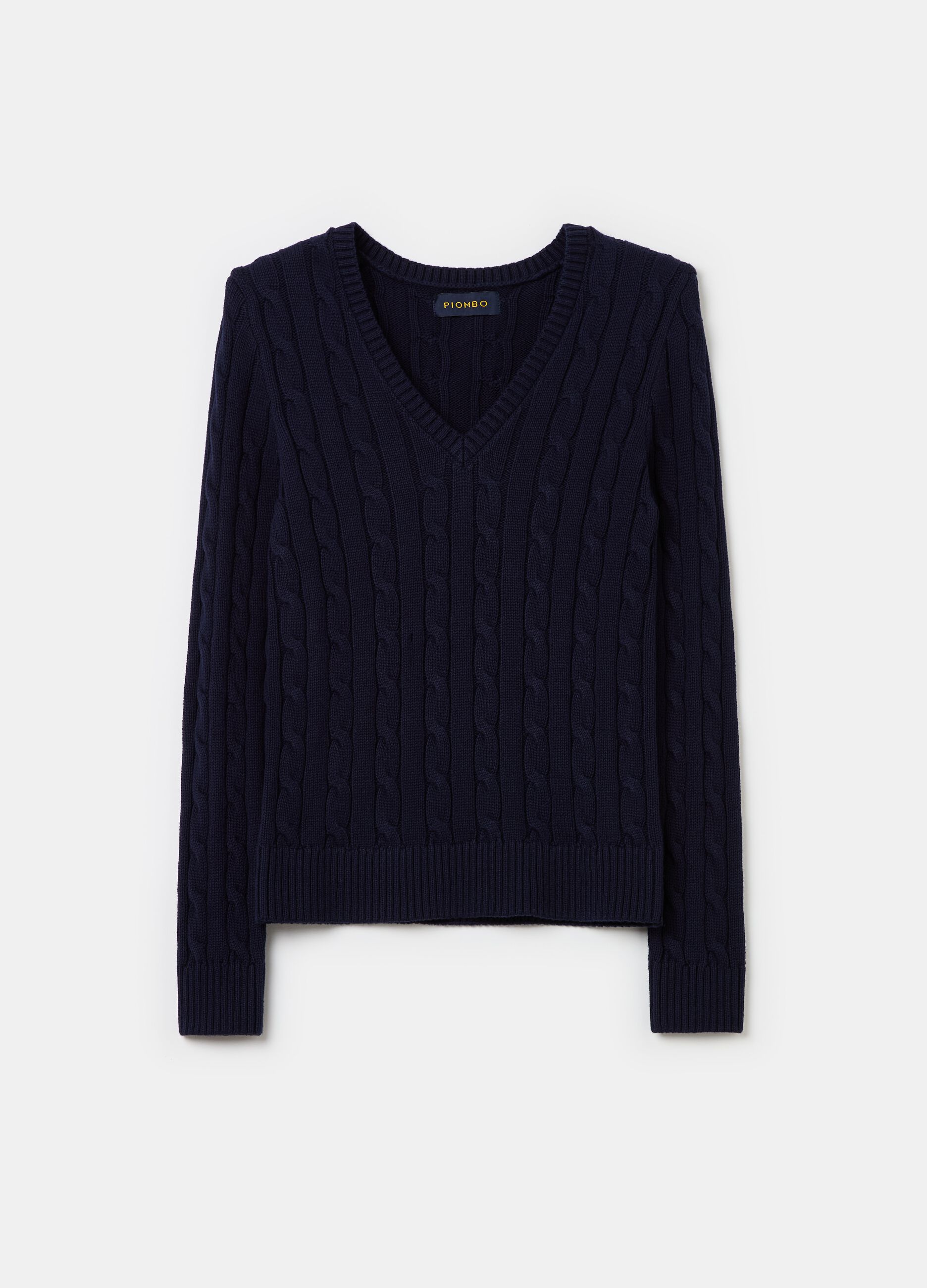 Cable-knit pullover with V neck