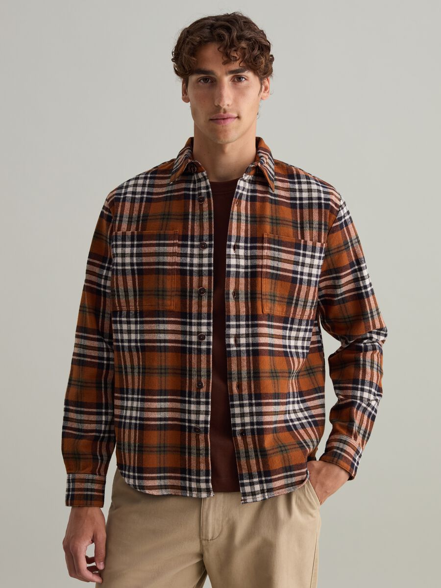 Shacket in flannel with check pattern_1