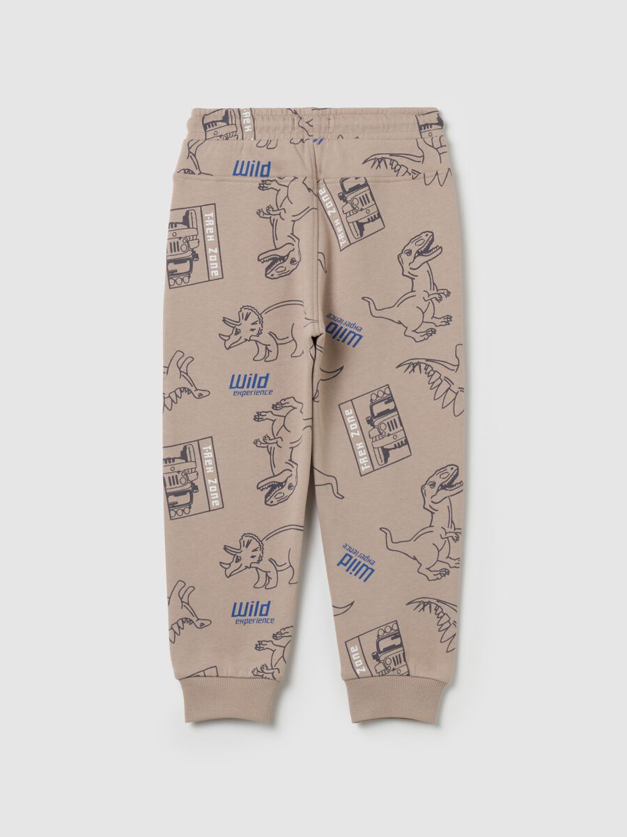 Joggers with drawstring and dinosaurs print_1