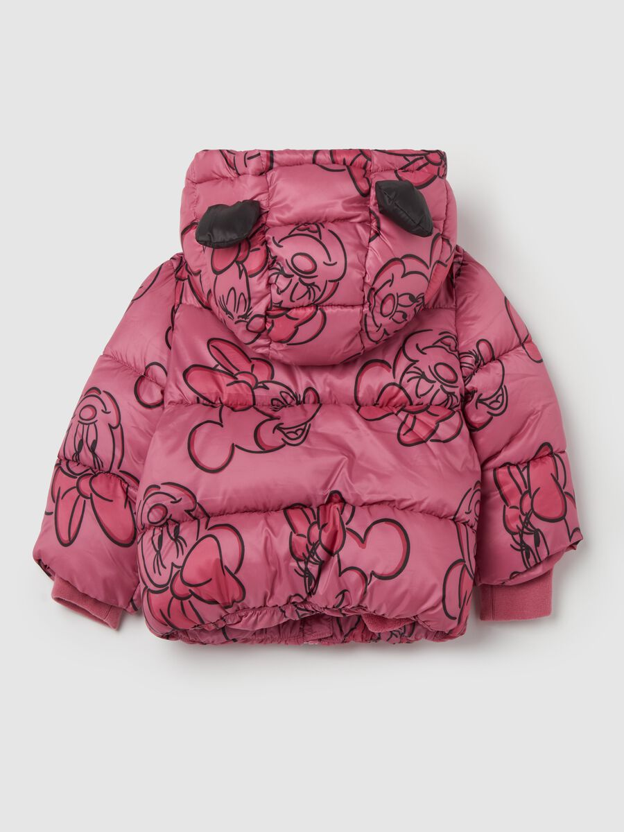 Down jacket with hood and Minnie Mouse print_1