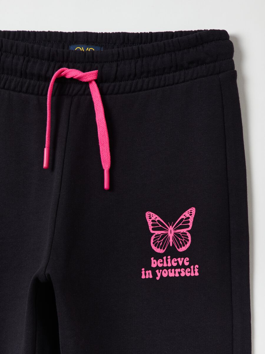 Plush joggers with butterfly print_2