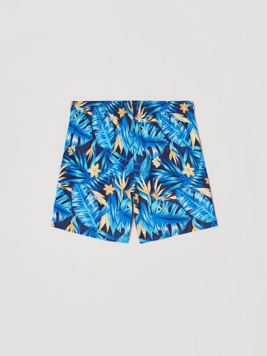 Swimming trunks with foliage print_1