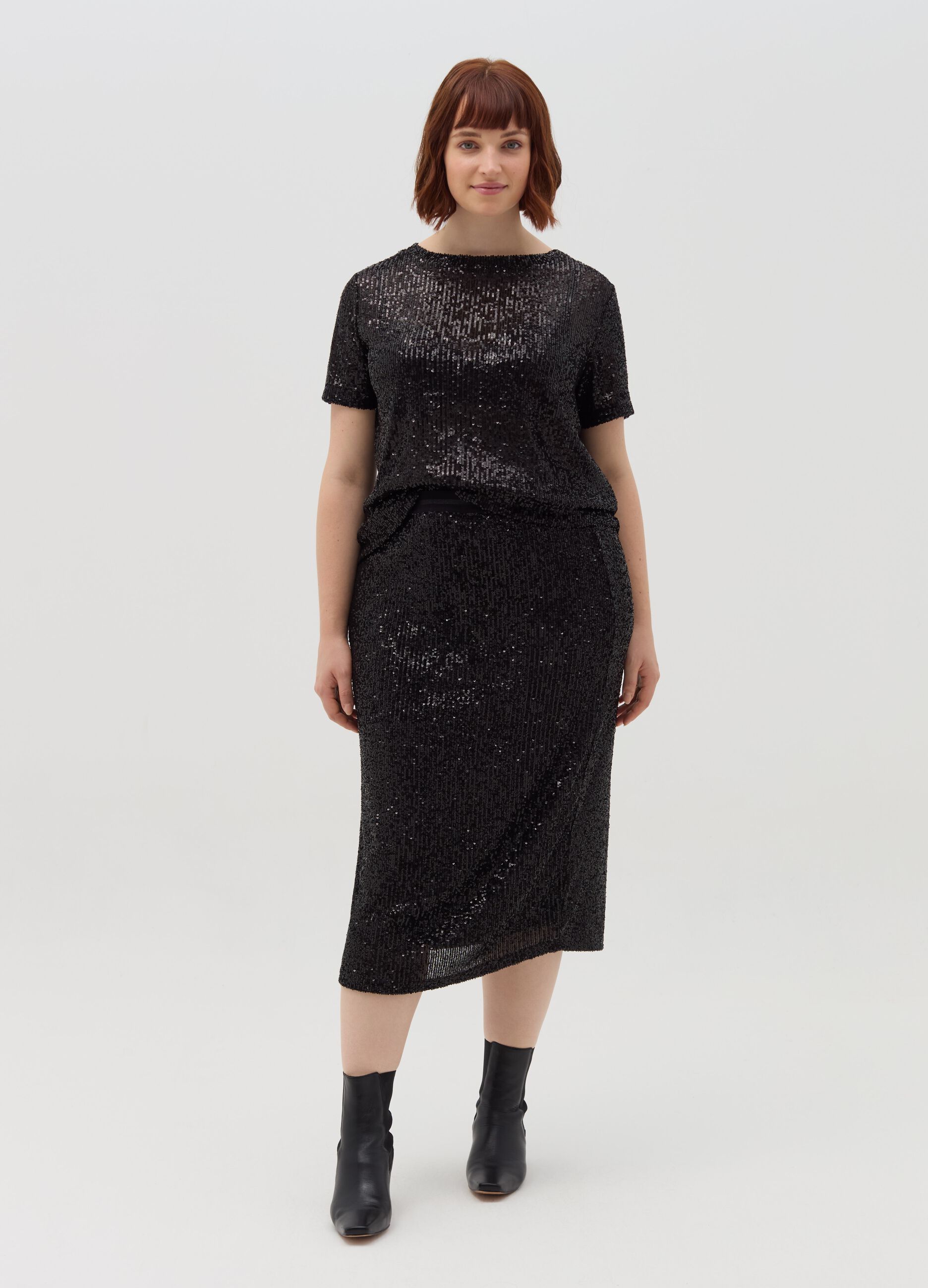 Curvy sequin midi skirt