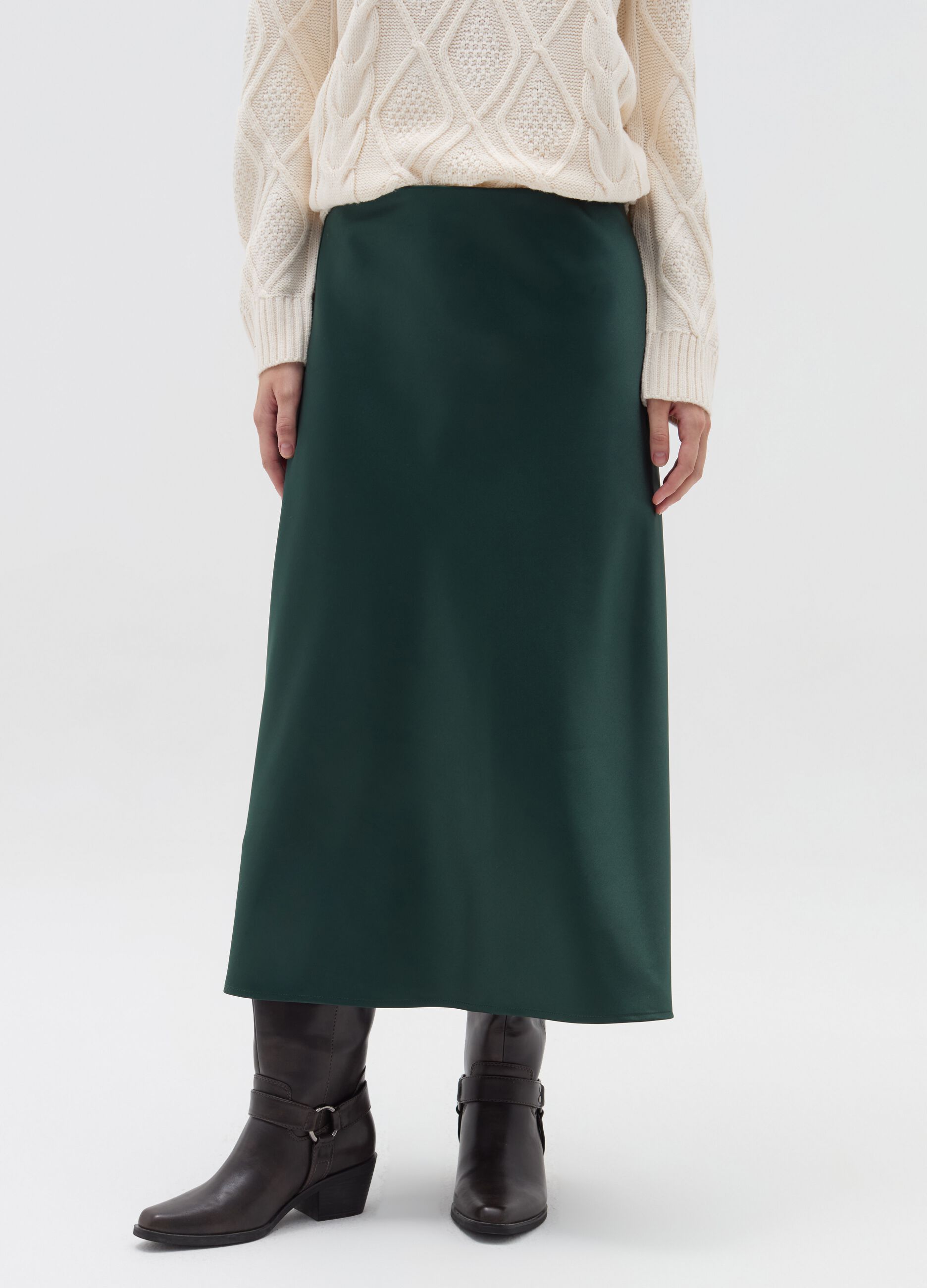 Midi skirt in satin