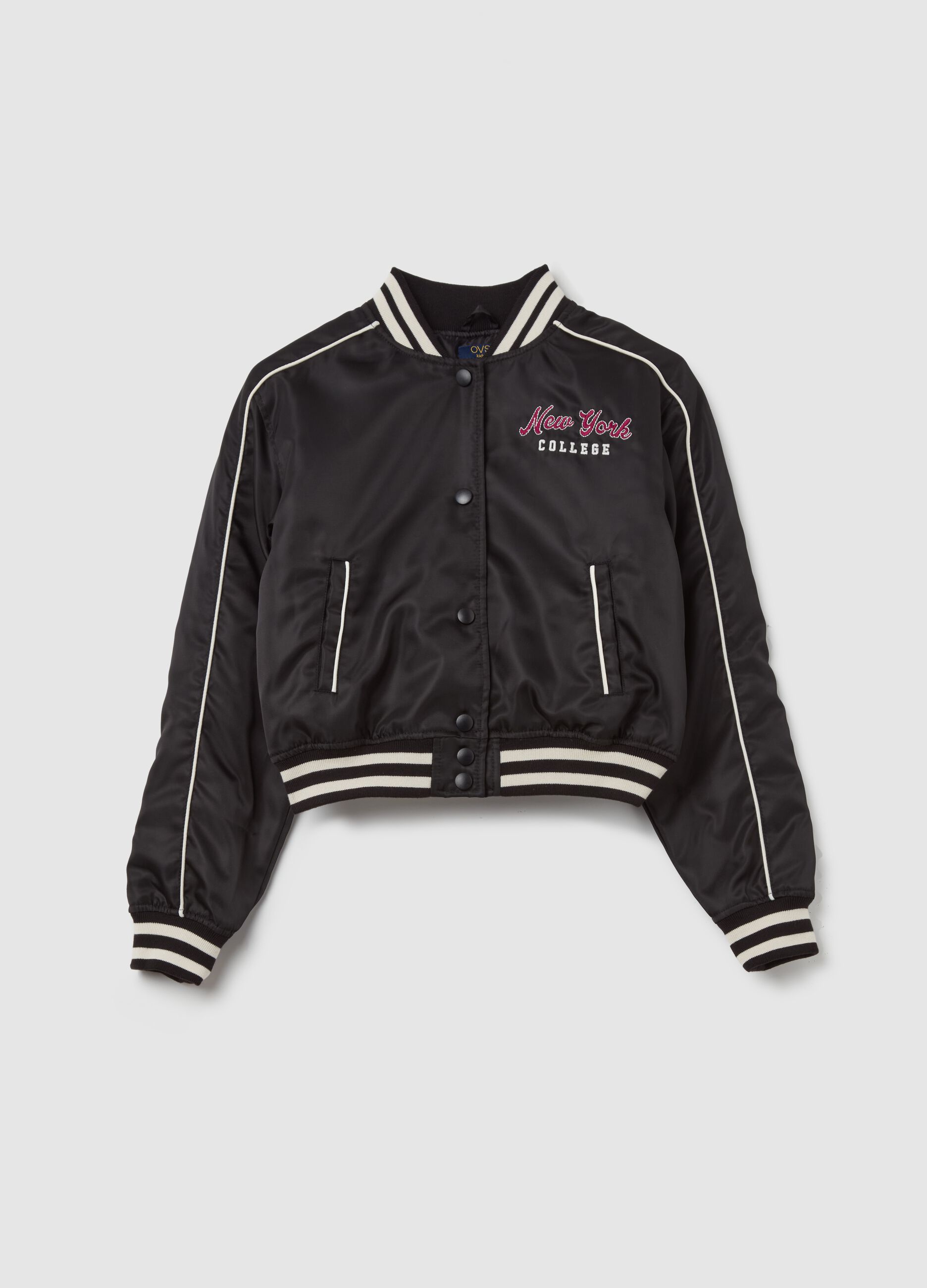 Bomber con ricamo "New York College"