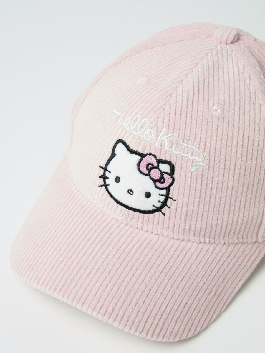 Berretto da baseball in corduroy ricamo Hello Kitty_1