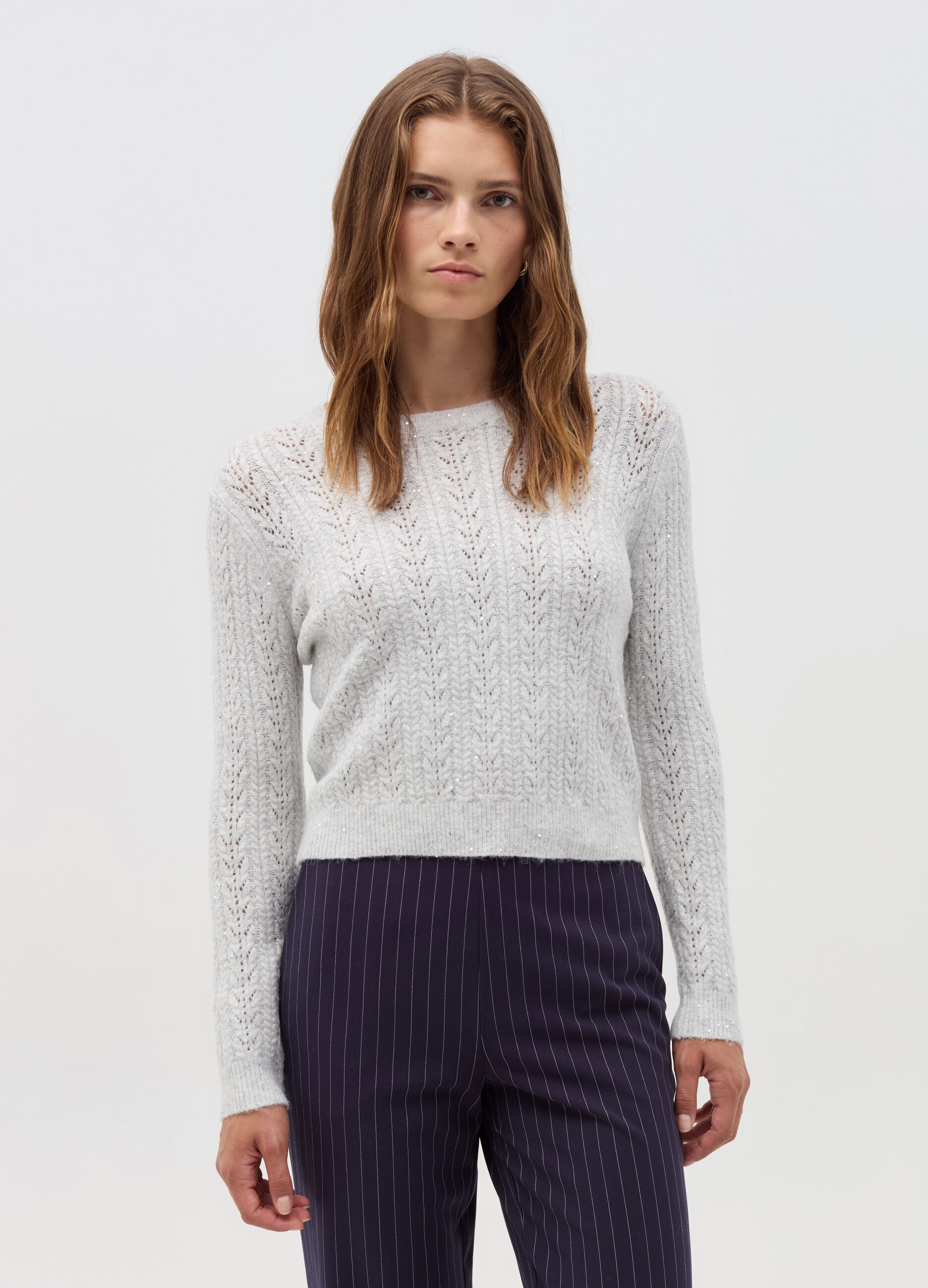 Lurex pullover with micro sequins