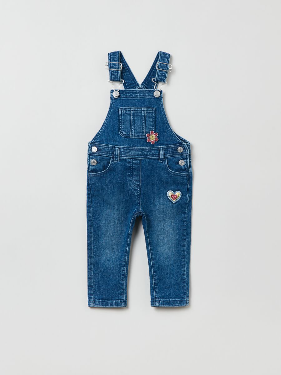 Denim dungarees with sequins_0