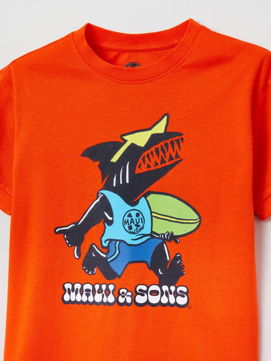 Cotton T-shirt with Maui and Sons print_2