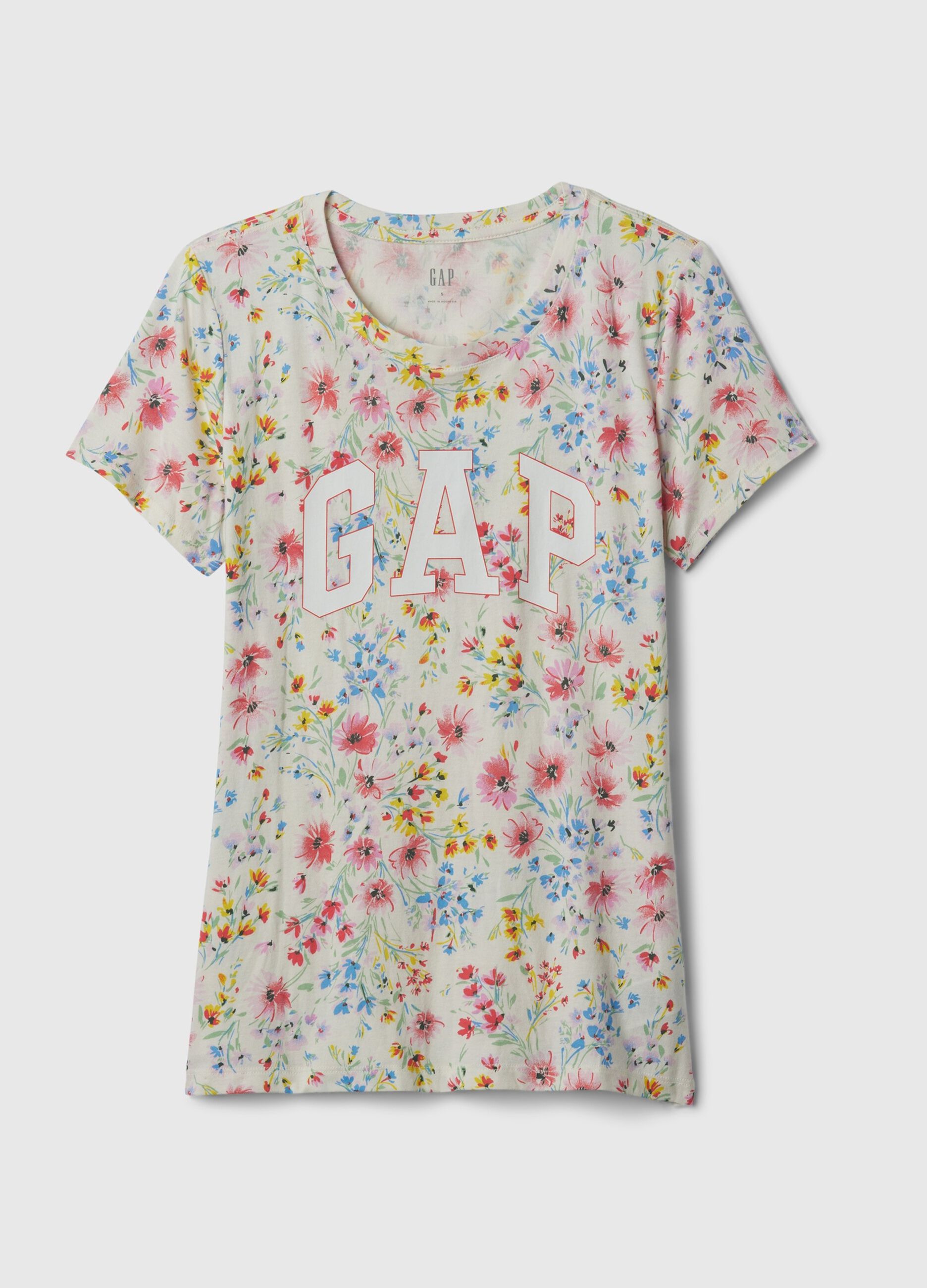 Floral T-shirt with logo print