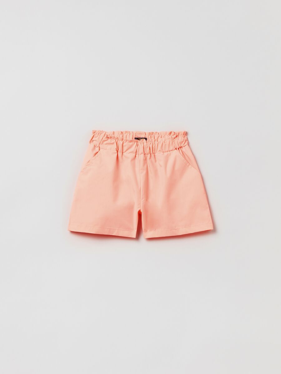 Mélange shorts with frill at the waist_0