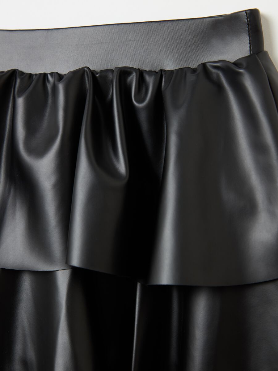 Glossy-effect tiered skirt_2