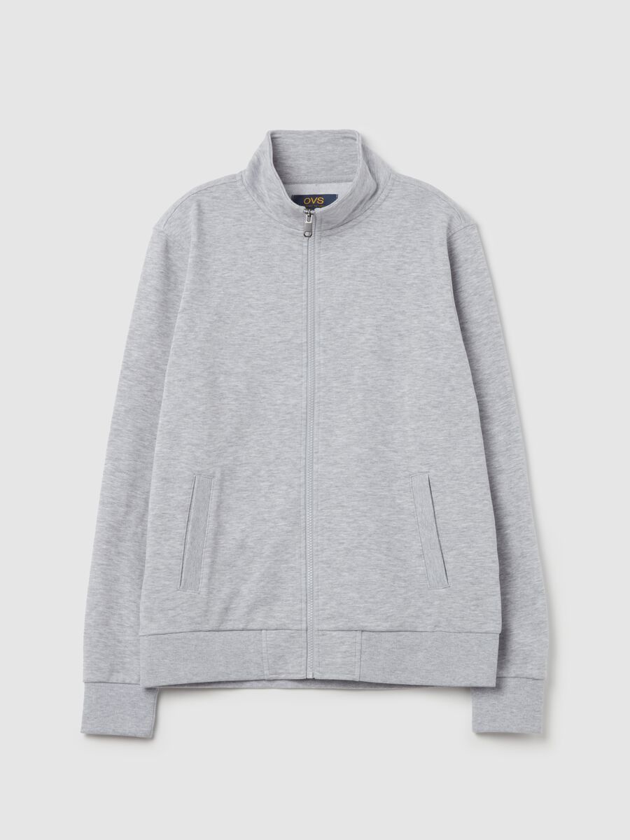 Full-zip sweatshirt in French terry with high neck_4