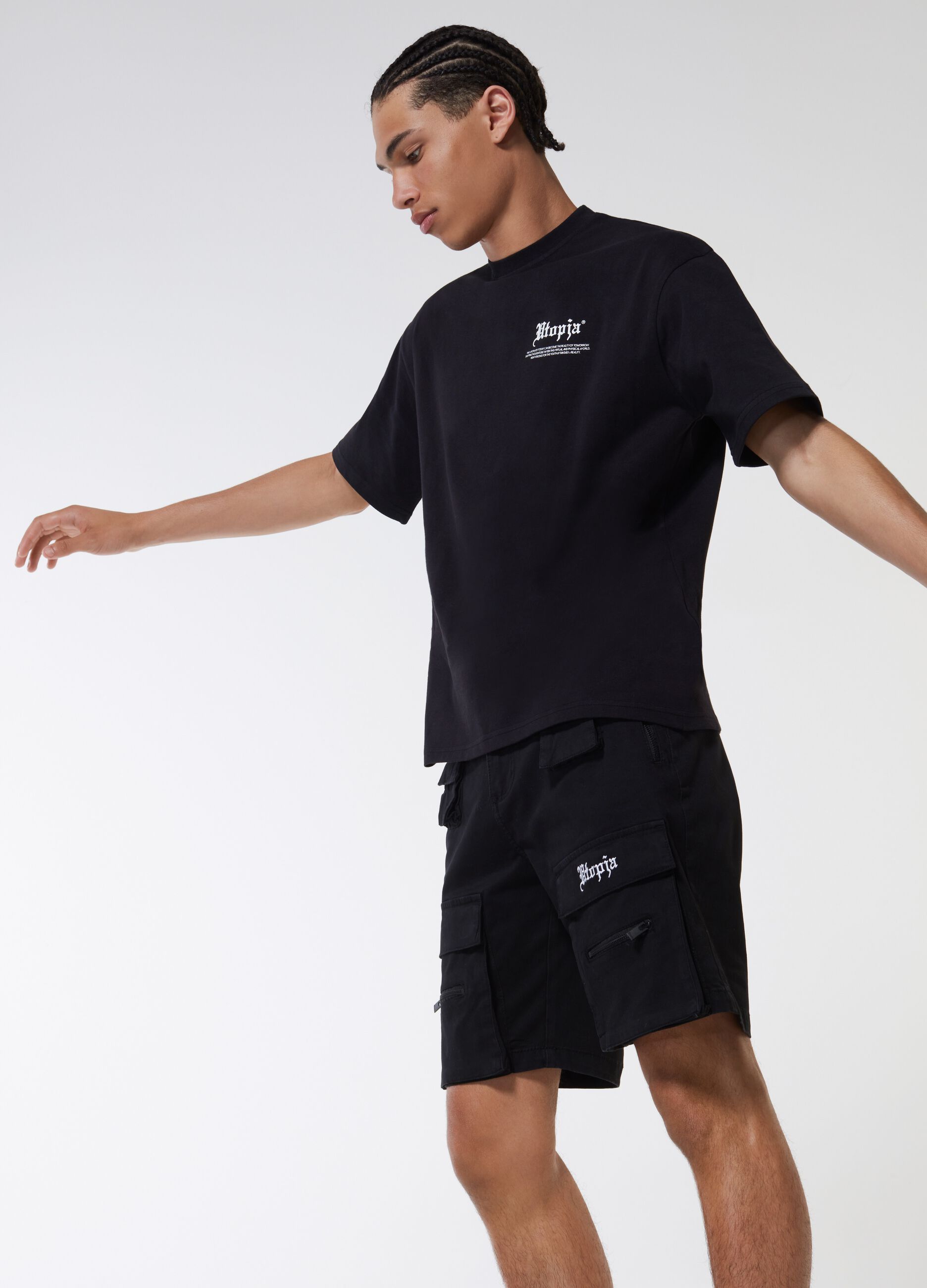 Multi Pocket Cargo Shorts Black