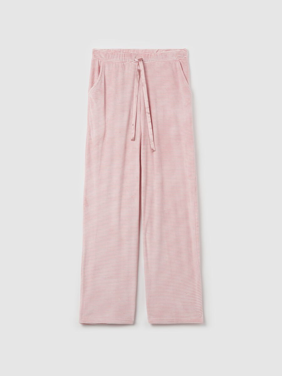 Pantalone pigiama a righe con coulisse_0