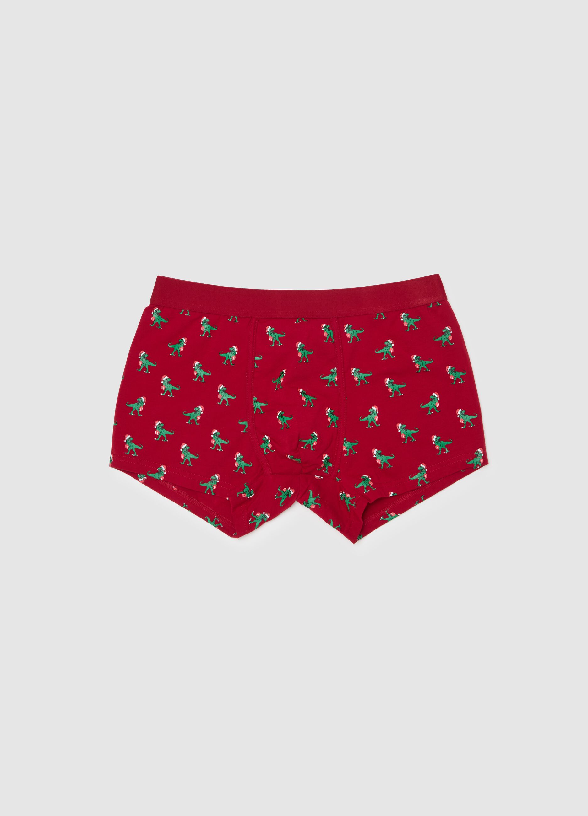 Stretch organic cotton boxer shorts with all-over print