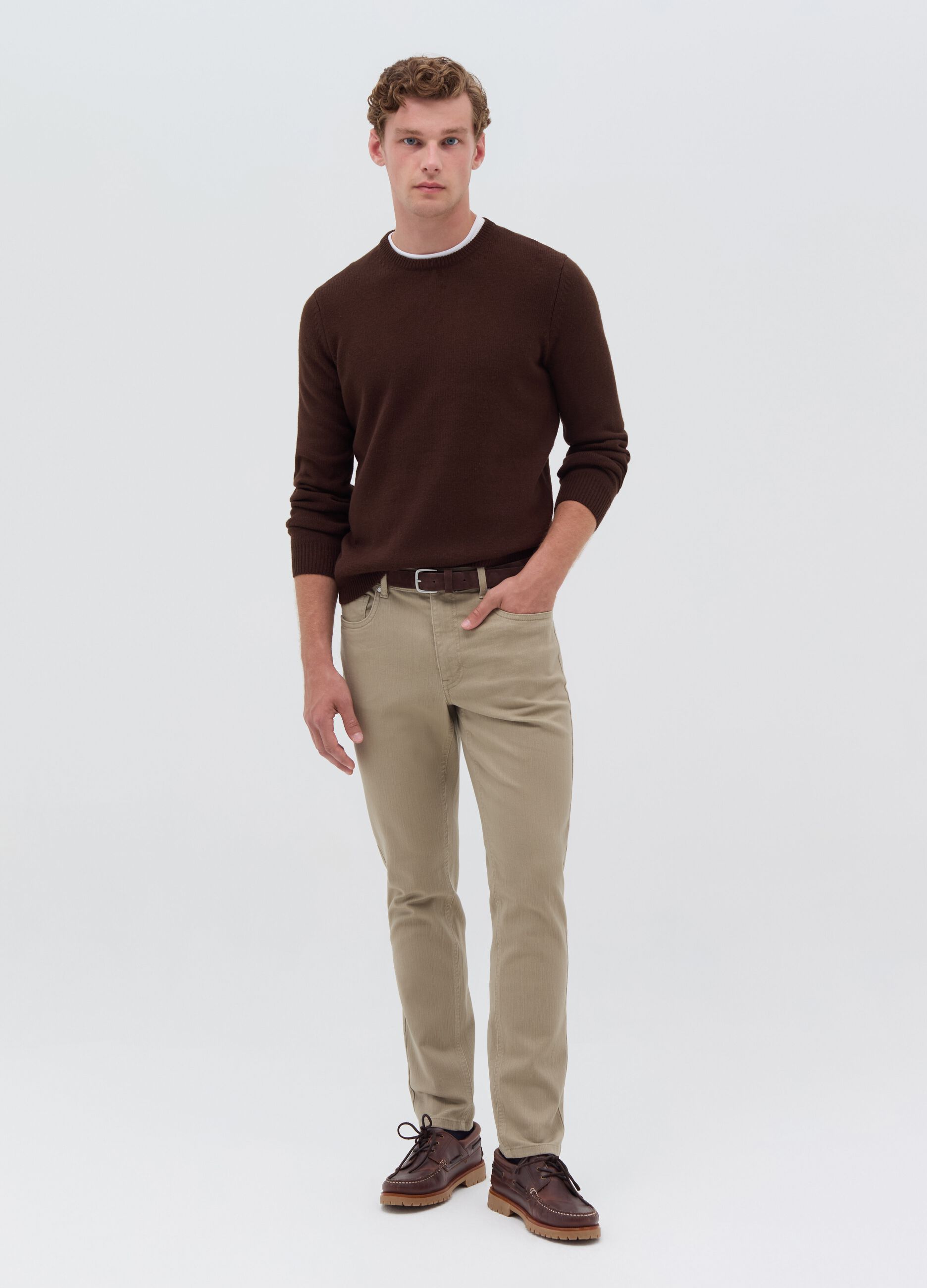 Stretch twill trousers with five pockets