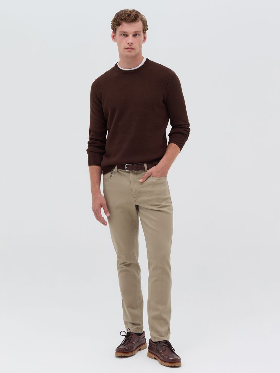 Stretch twill trousers with five pockets_0