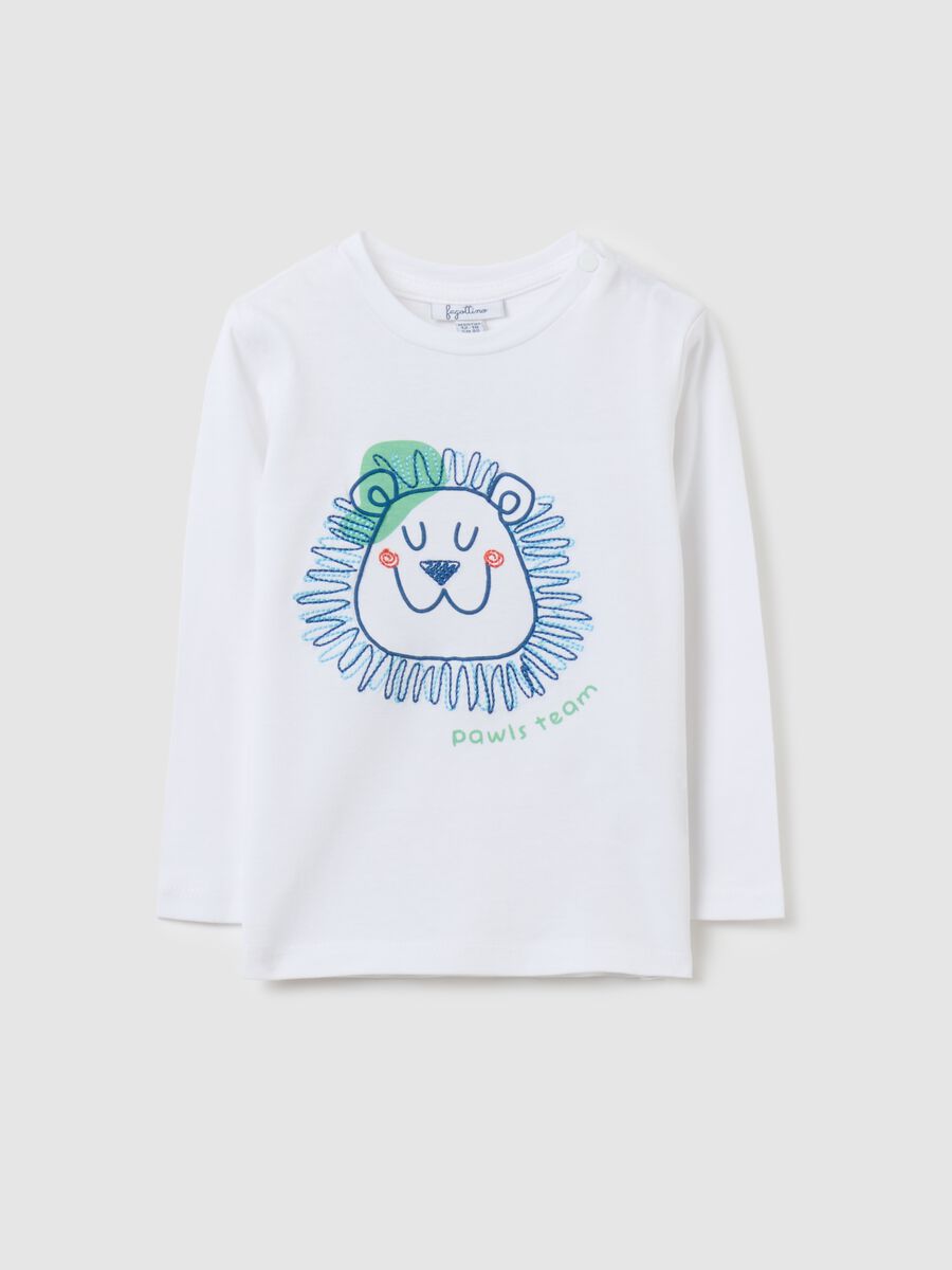 Long-sleeved T-shirt with lion embroidery_0