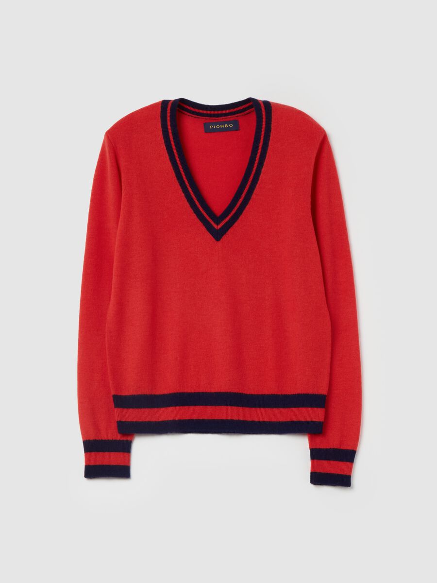 Wool pullover with striped trims_4