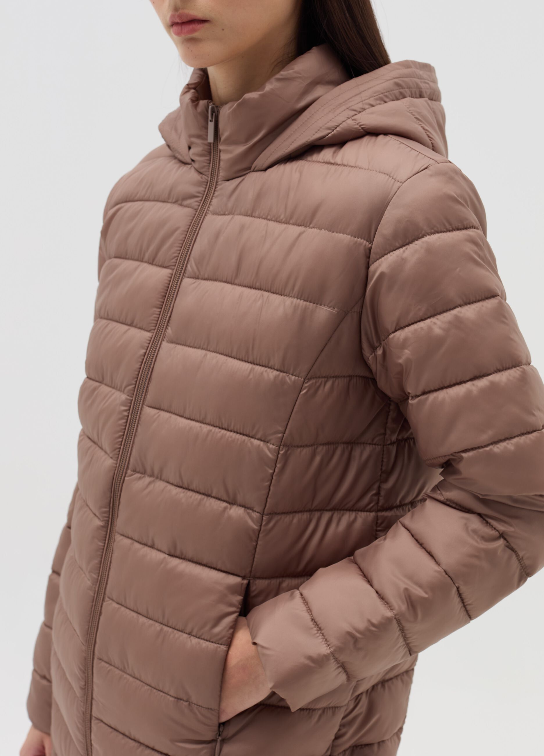 Essential long ultralight down jacket