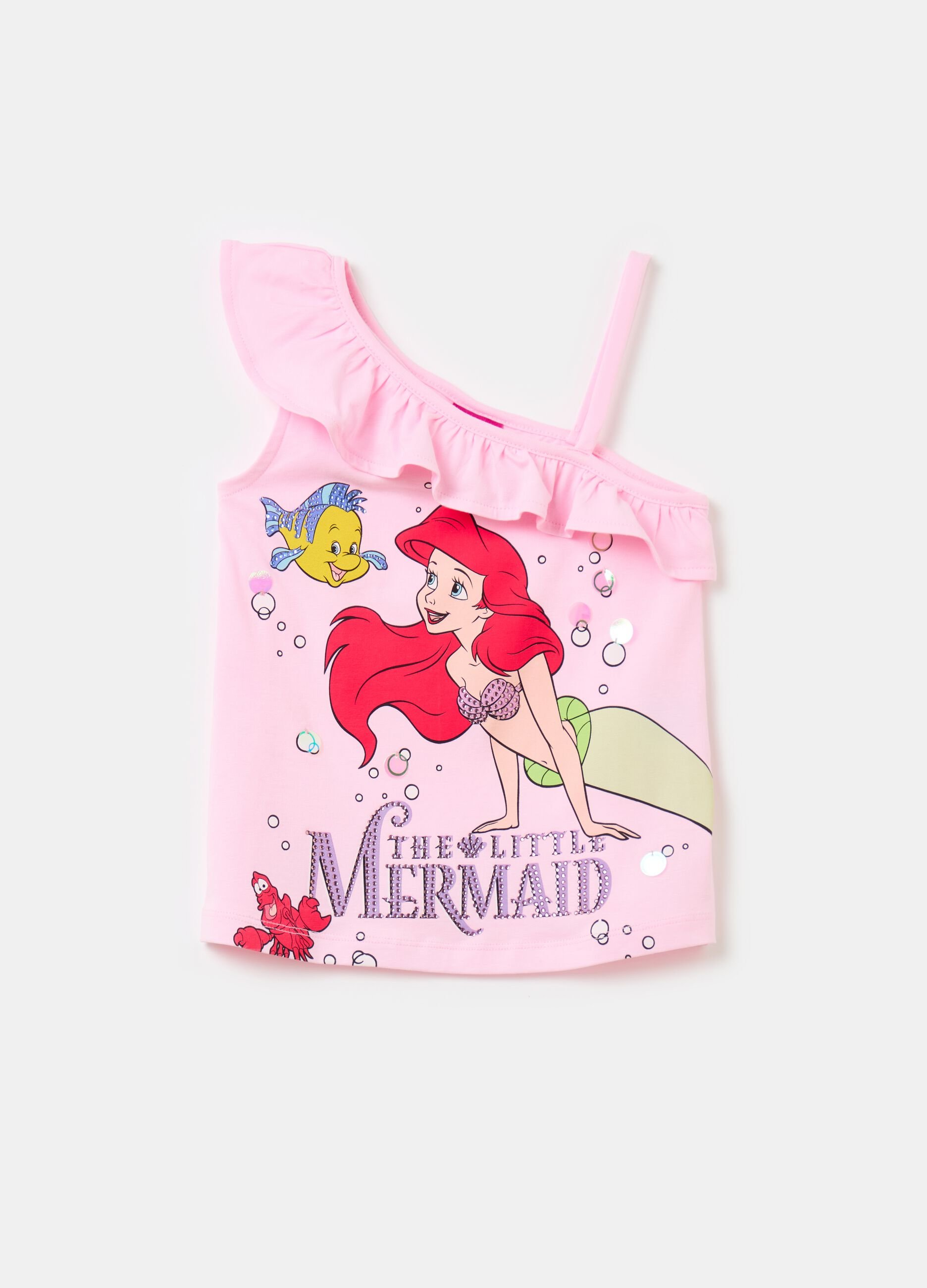 Tank top with single shoulder strap and The Little Mermaid print