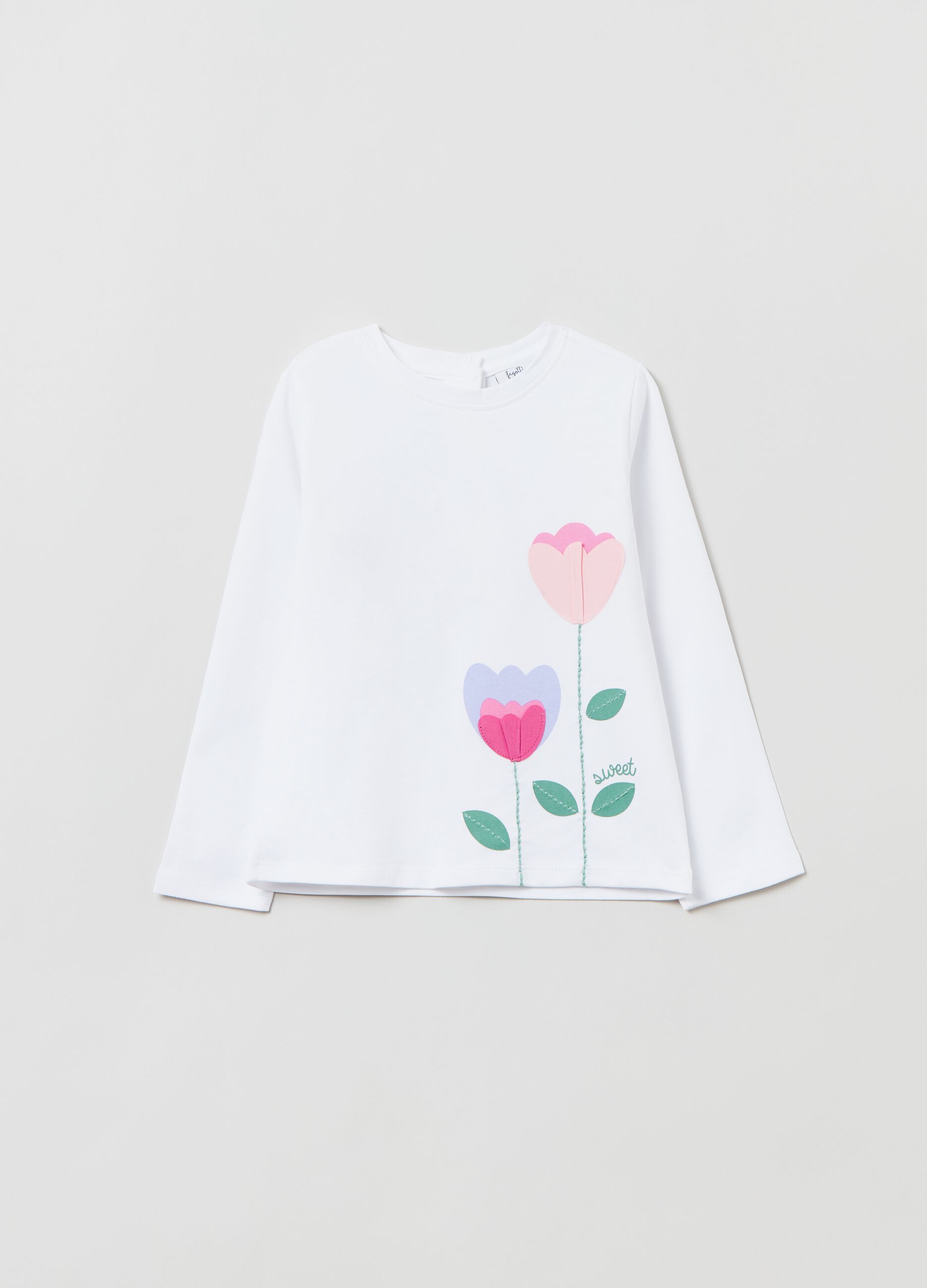 Long-sleeved, floral printed T-shirt
