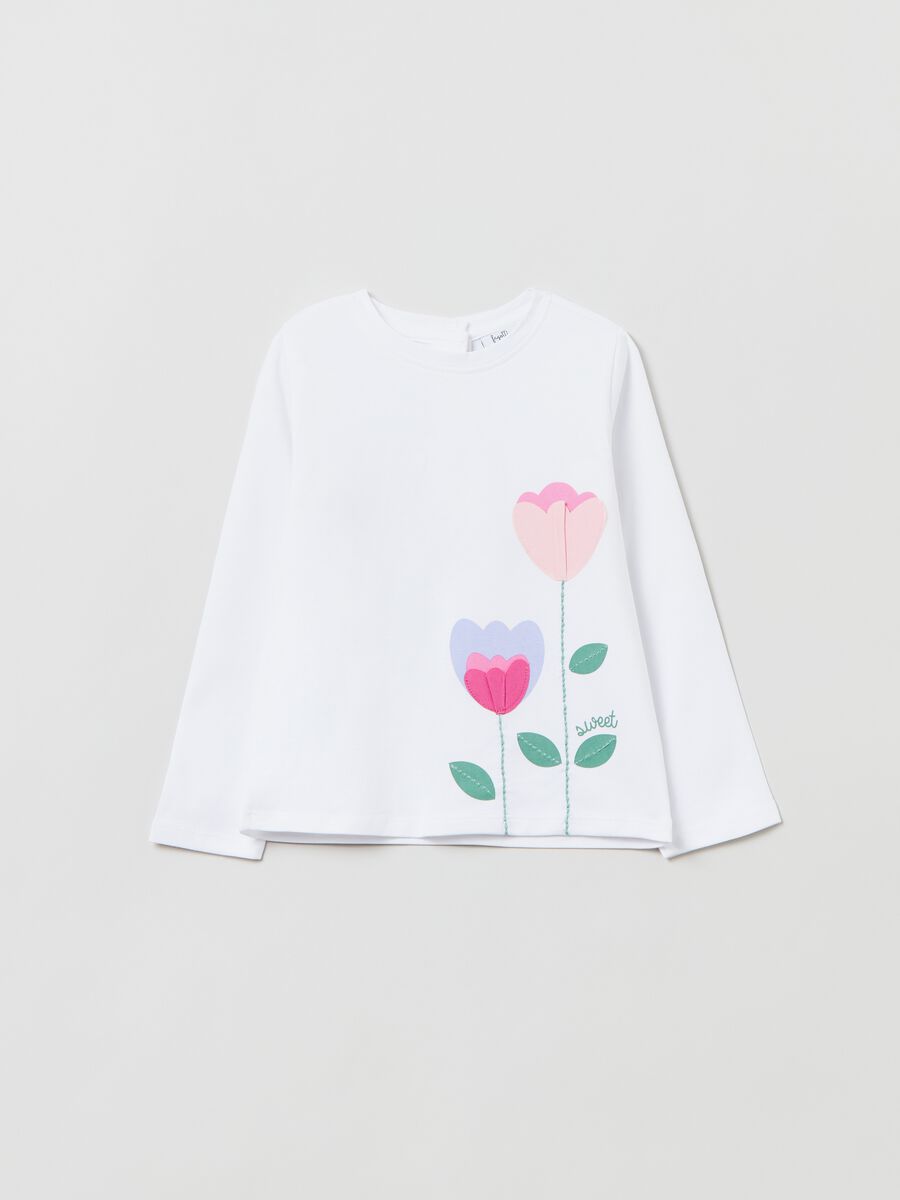 T-shirt a maniche lunghe con stampa fiori_0