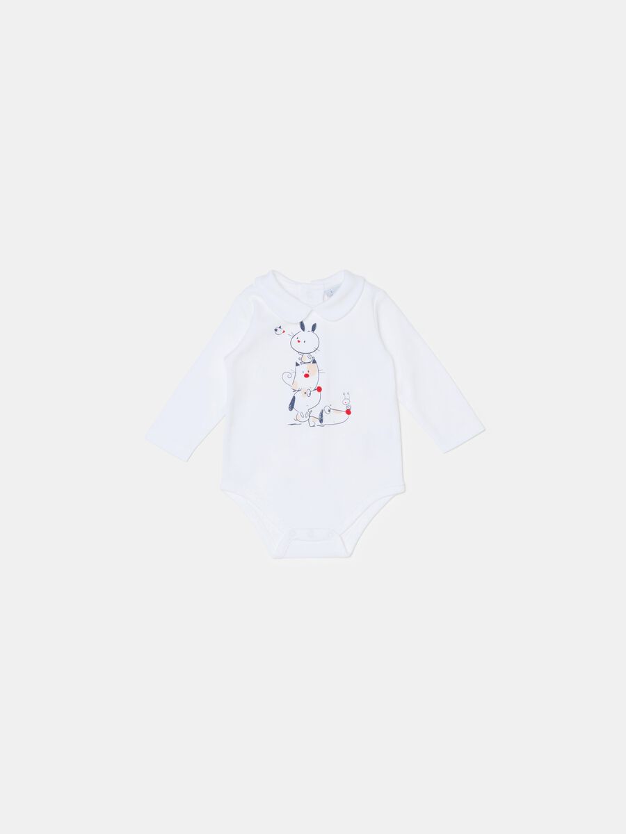 Long-sleeved bodysuit with animals print_0