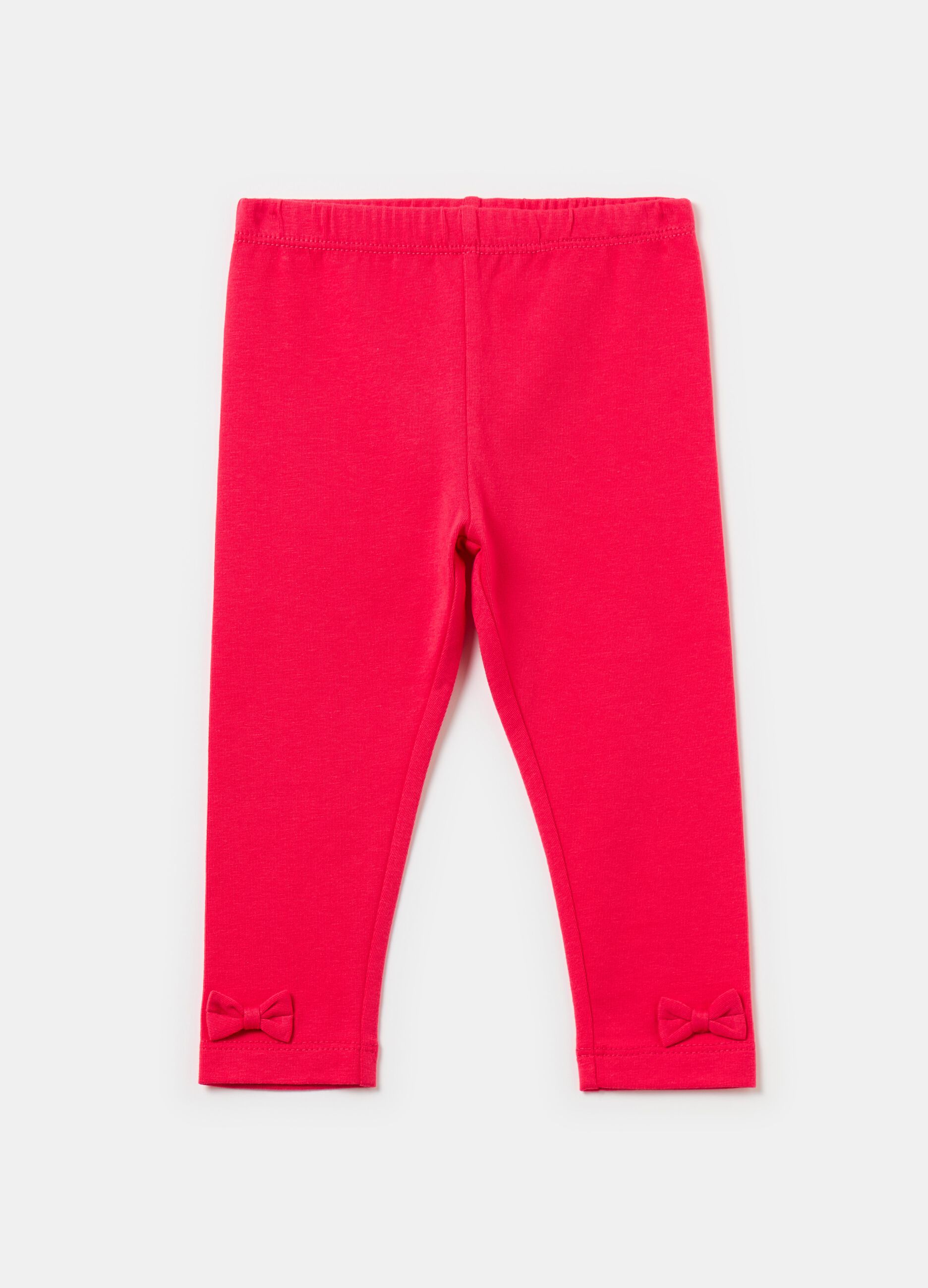 Stretch cotton leggings with bows