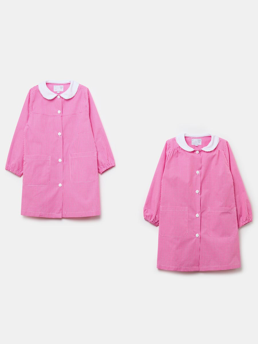 Two-pack gingham school smocks with buttons_0