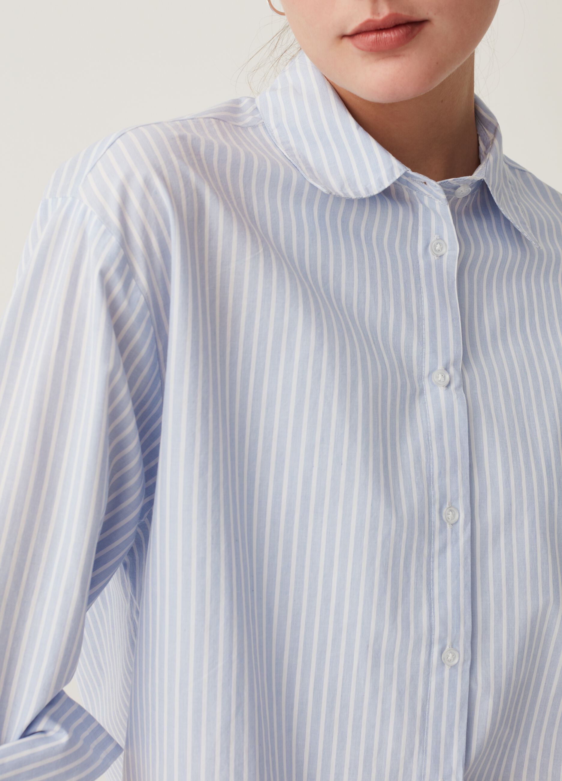 Striped poplin shirt