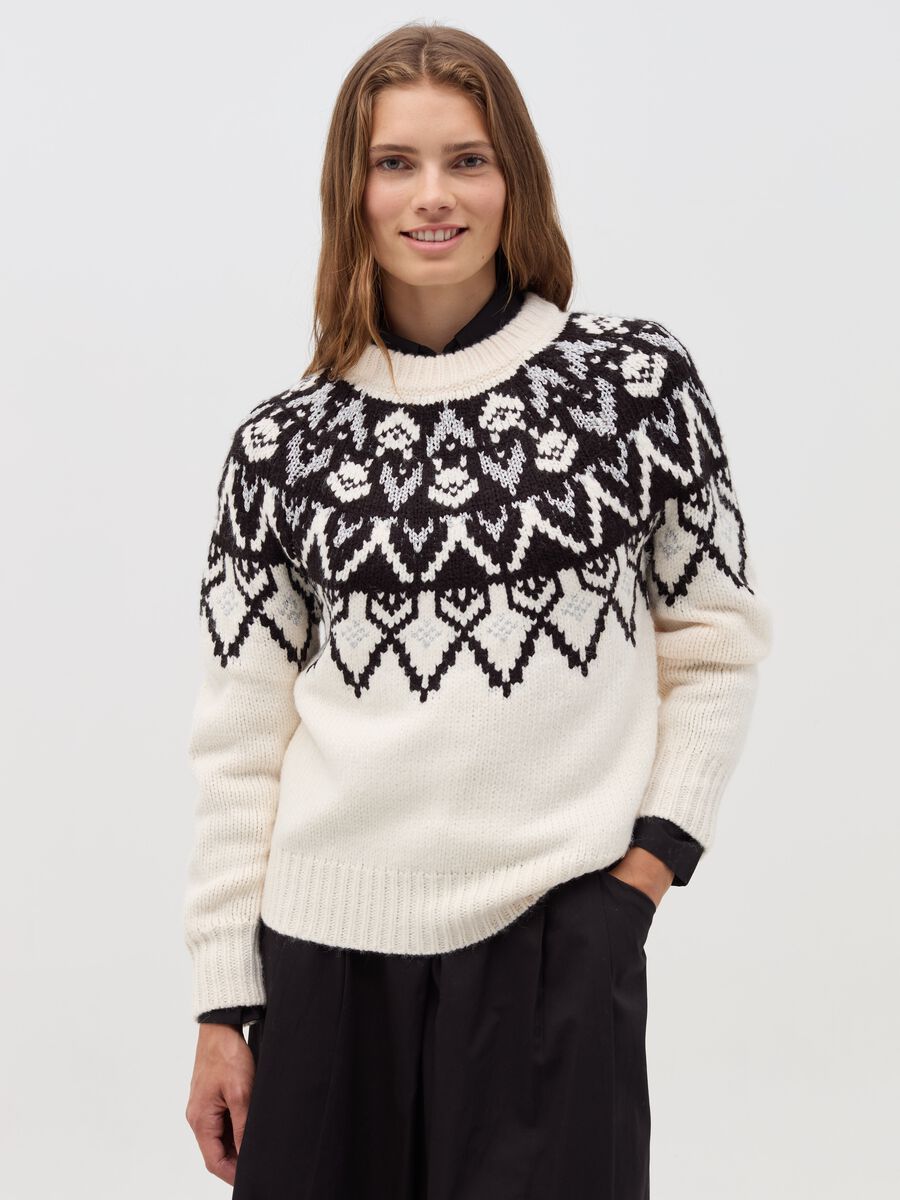 Pullover con disegno norvegese in lurex_1