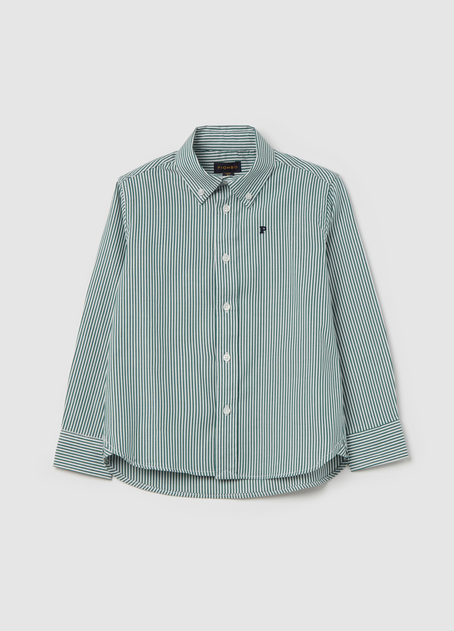 Camicia button-down a righe con ricamo logo