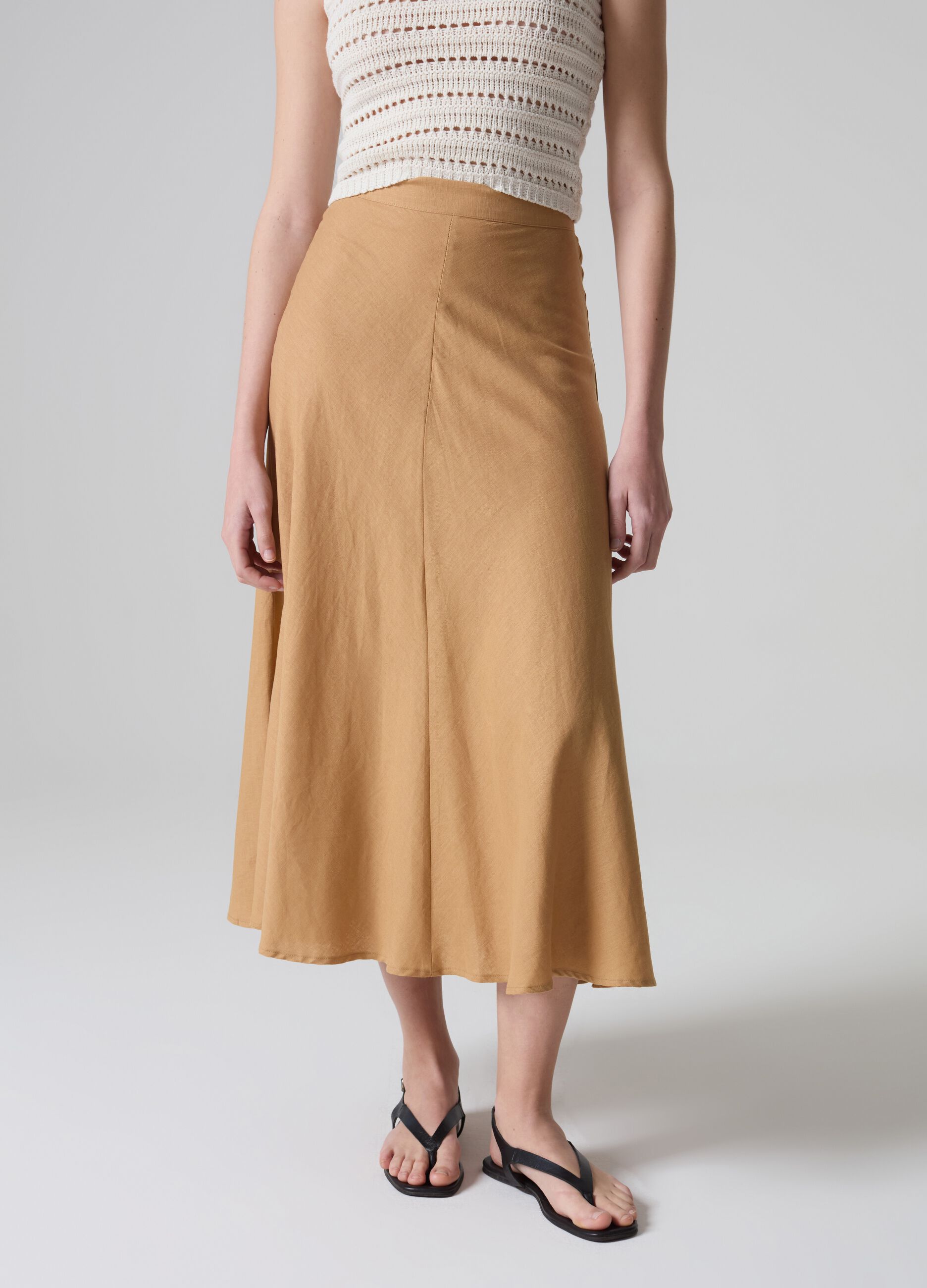 Falda larga de lino y viscosa Contemporary