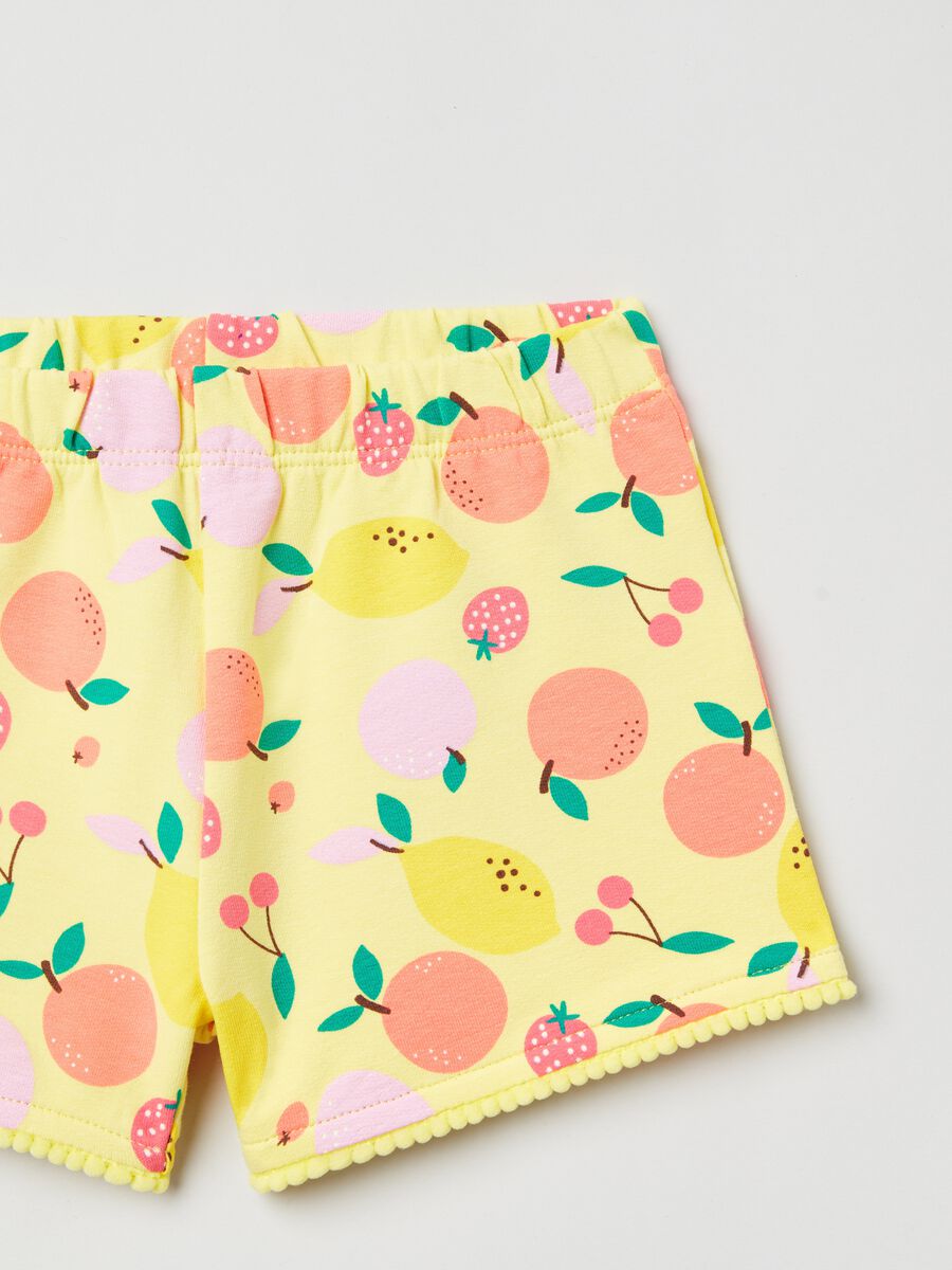 French terry shorts with print and pompoms_2