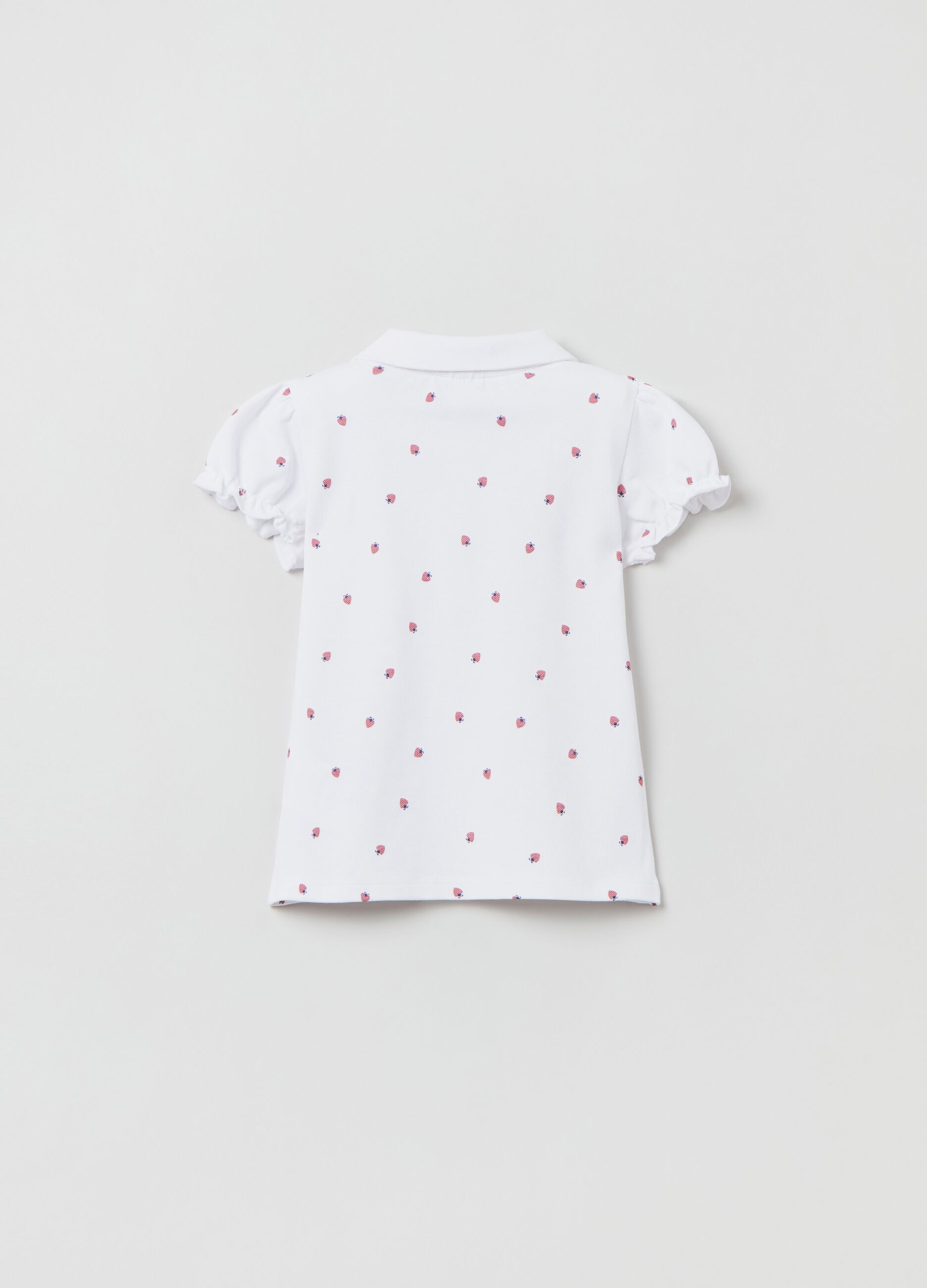 Pique polo shirt with strawberry print