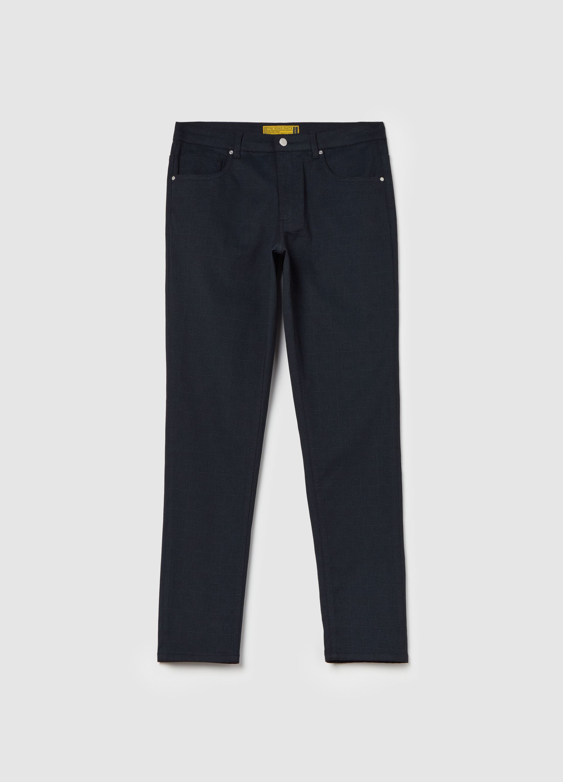 Five-pocket trousers in Prince of Wales fabric