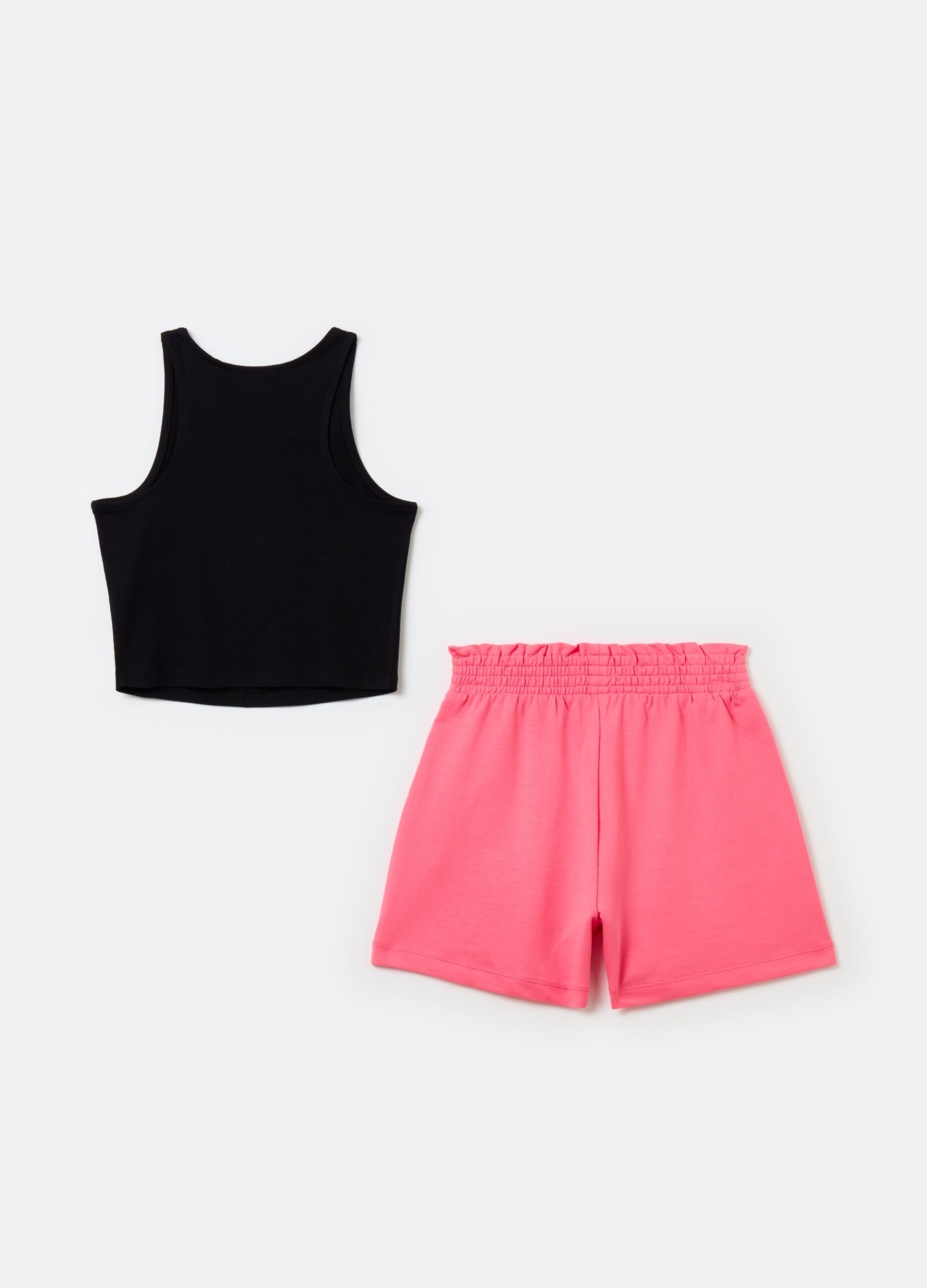 Jogging set with tank top and shorts with print