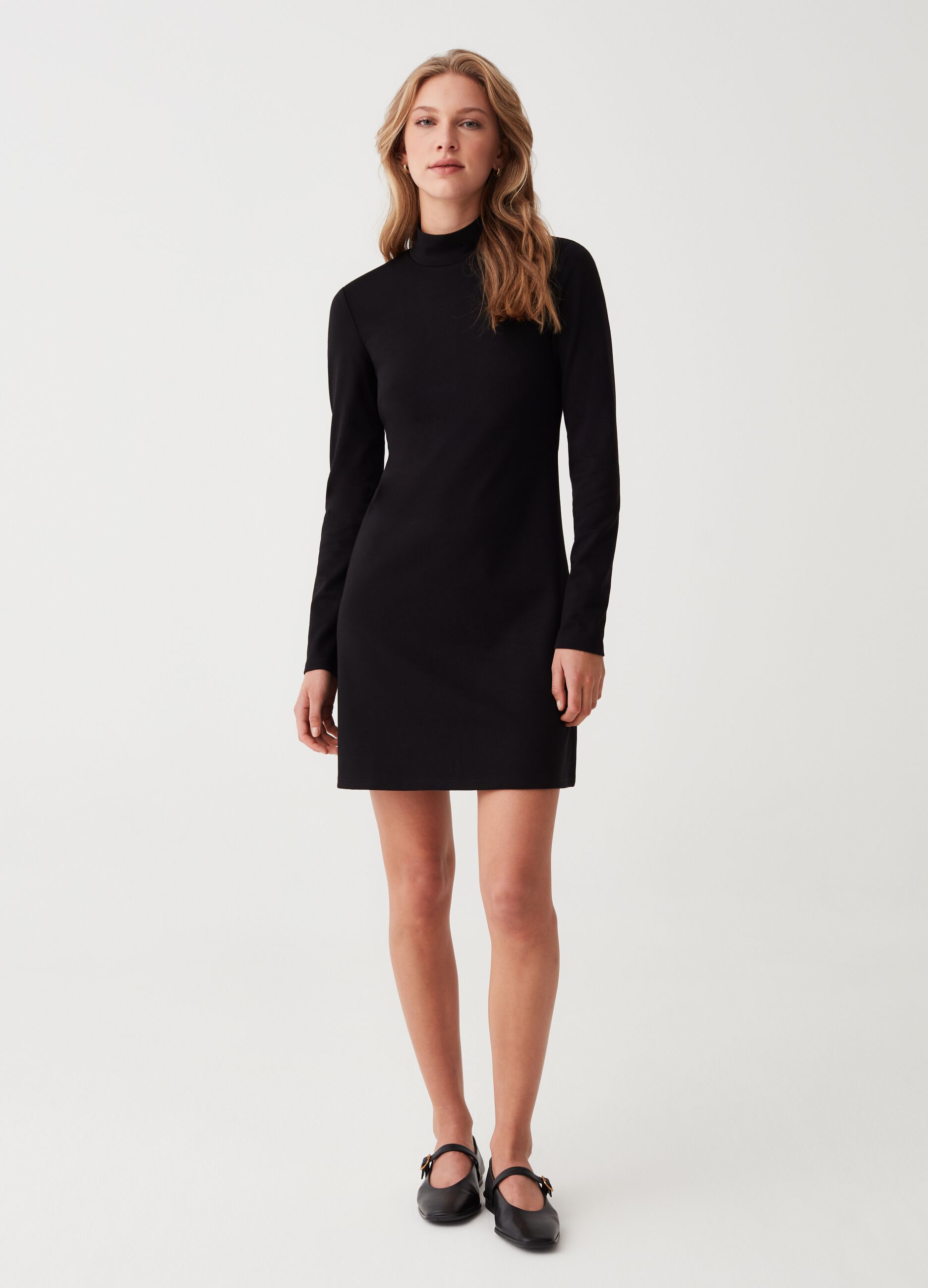 Short dress with mock neck