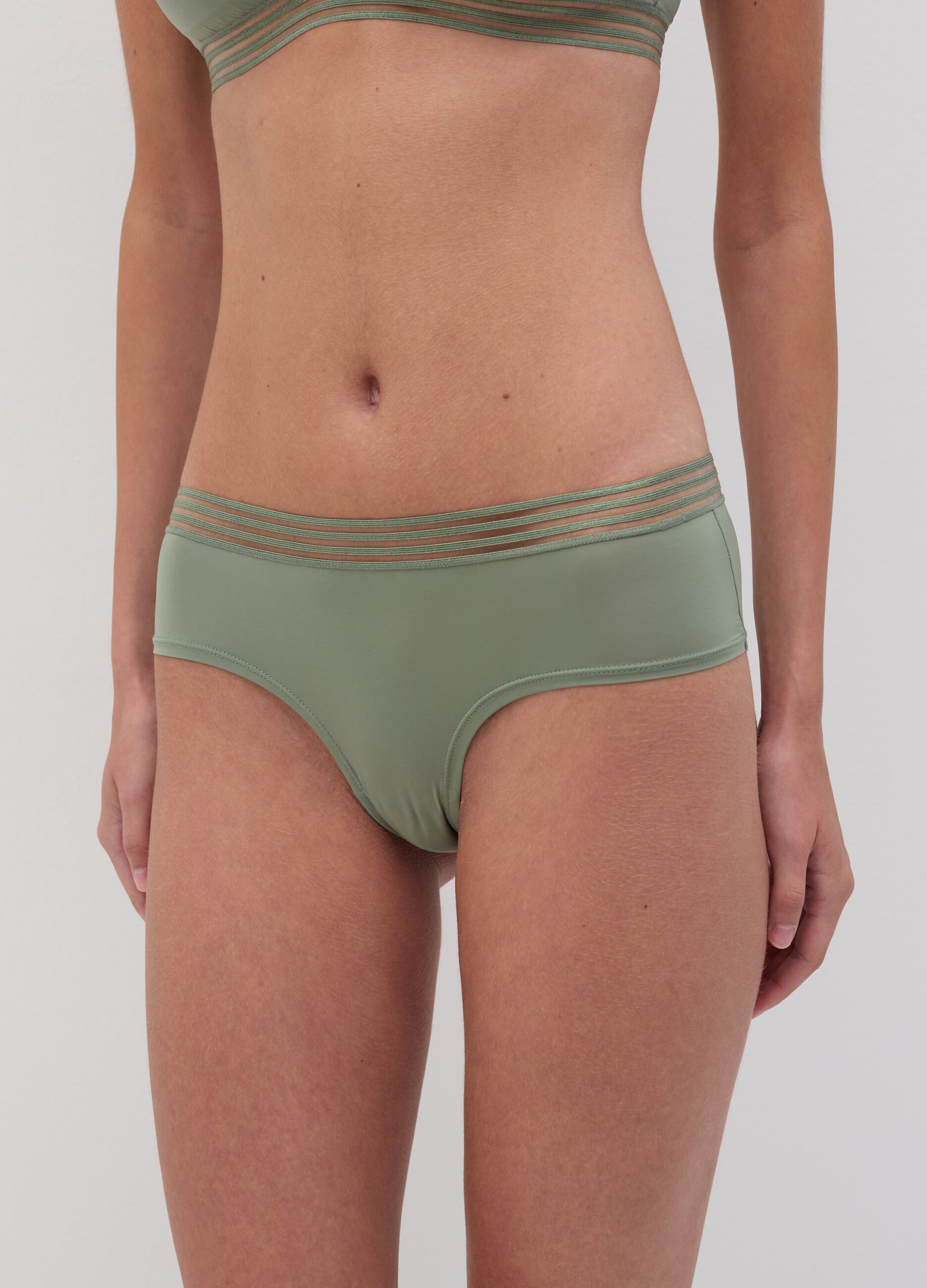 Culotte in microfibra con elastico esterno a righe