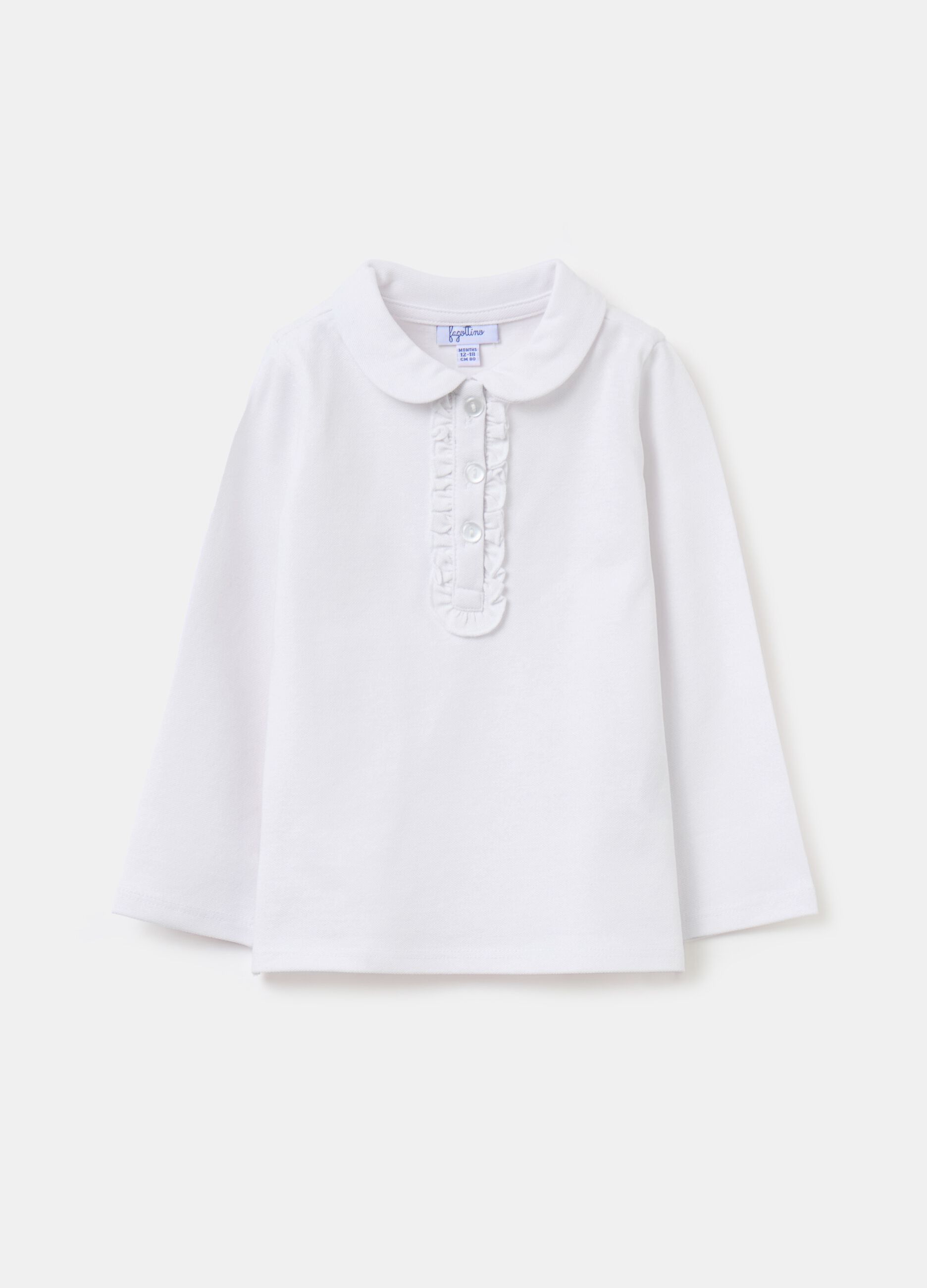 Piquet polo shirt with frills